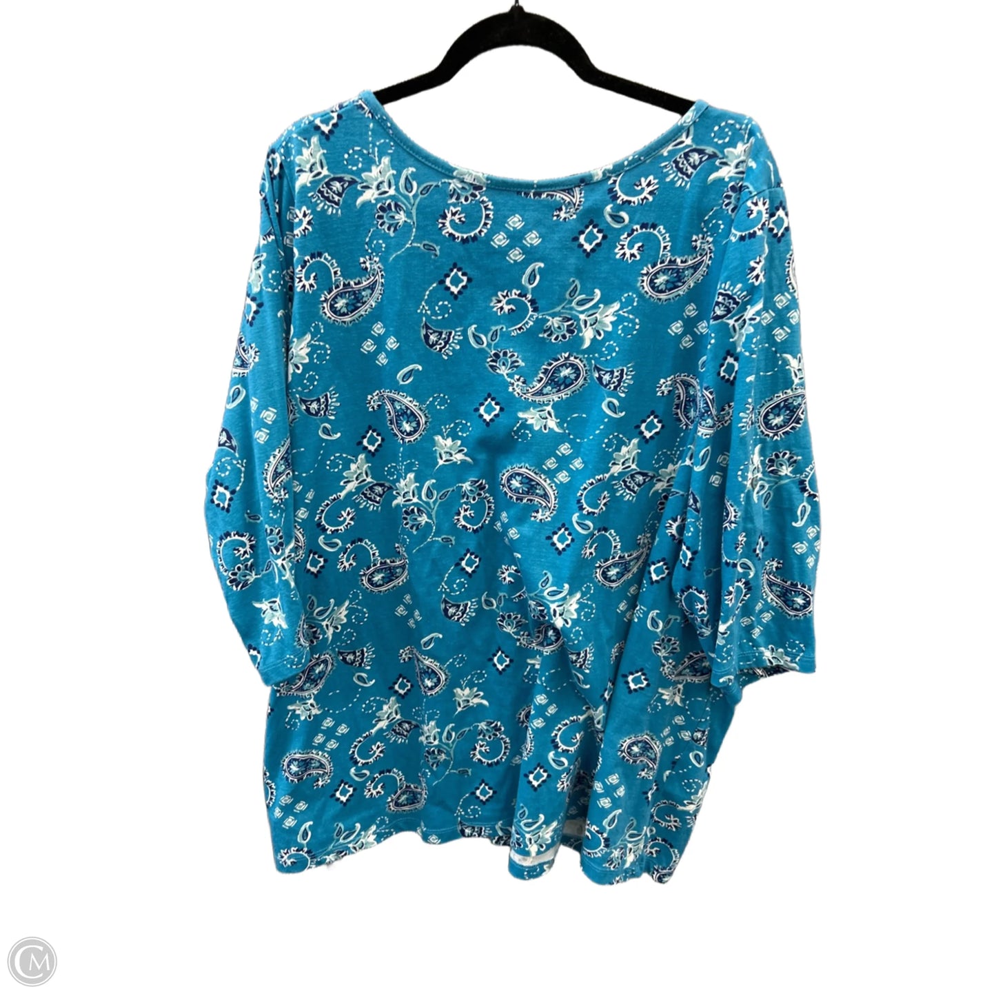 Top 3/4 Sleeve By Woman Within In Blue, Size: 3x