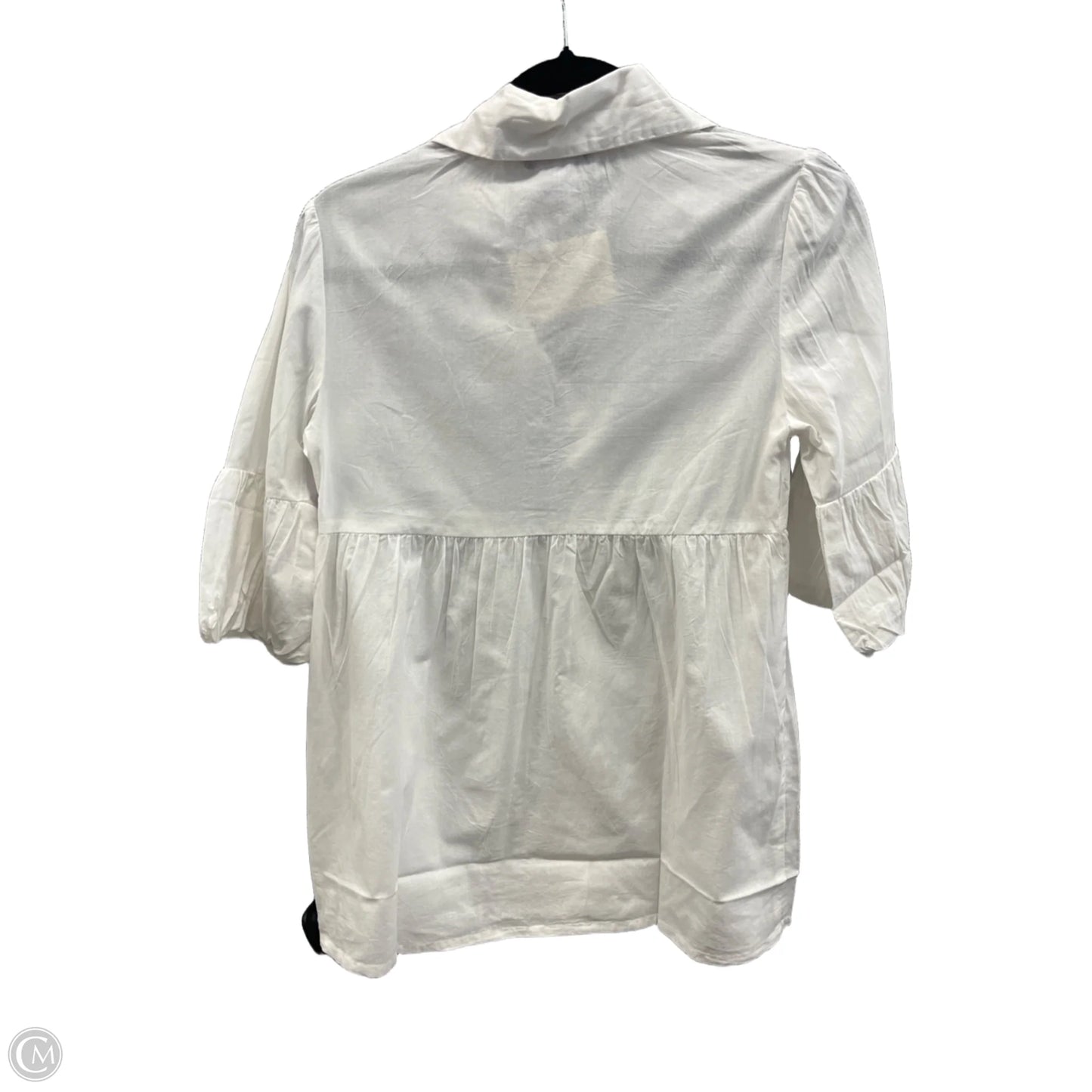Blouse Short Sleeve By Clothes Mentor In White, Size: S