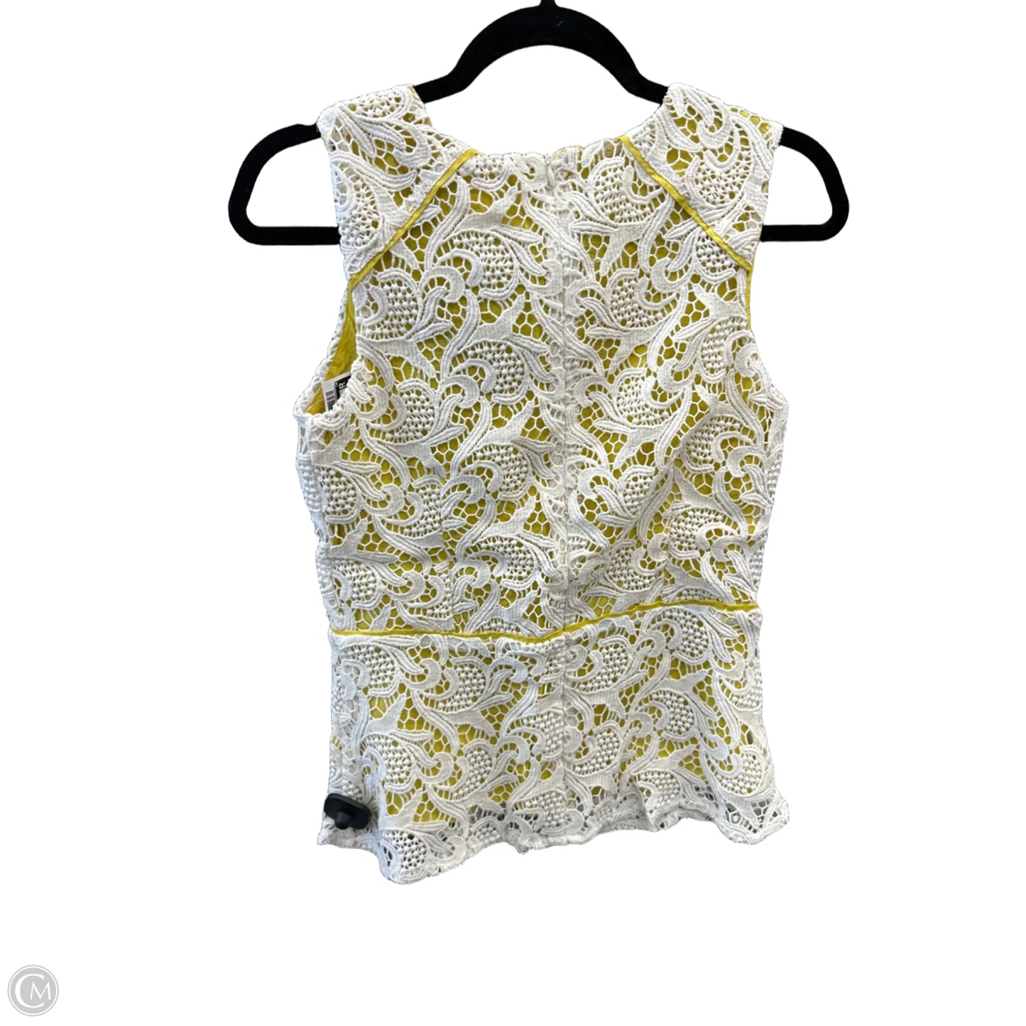 Blouse Sleeveless By Clothes Mentor In White & Yellow, Size: S