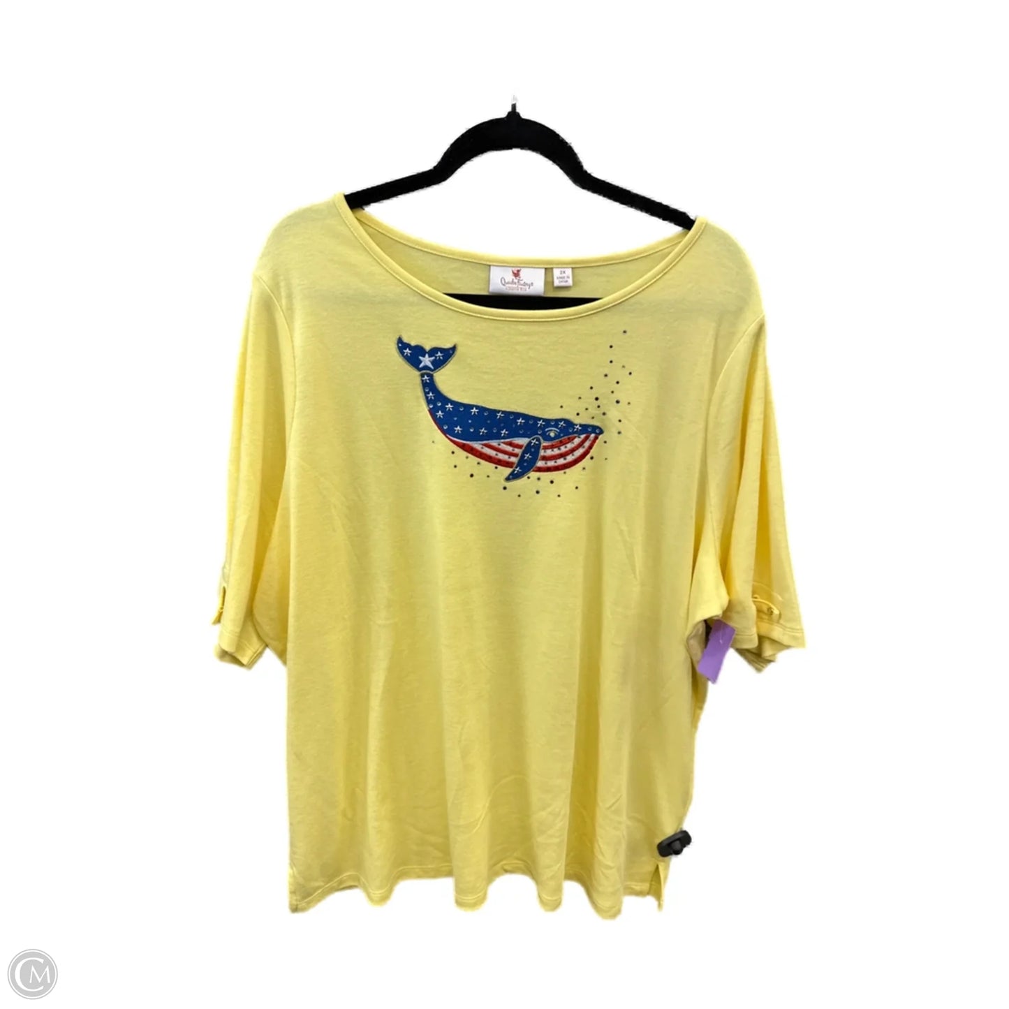 Top Short Sleeve By Quaker Factory In Yellow, Size: 2x