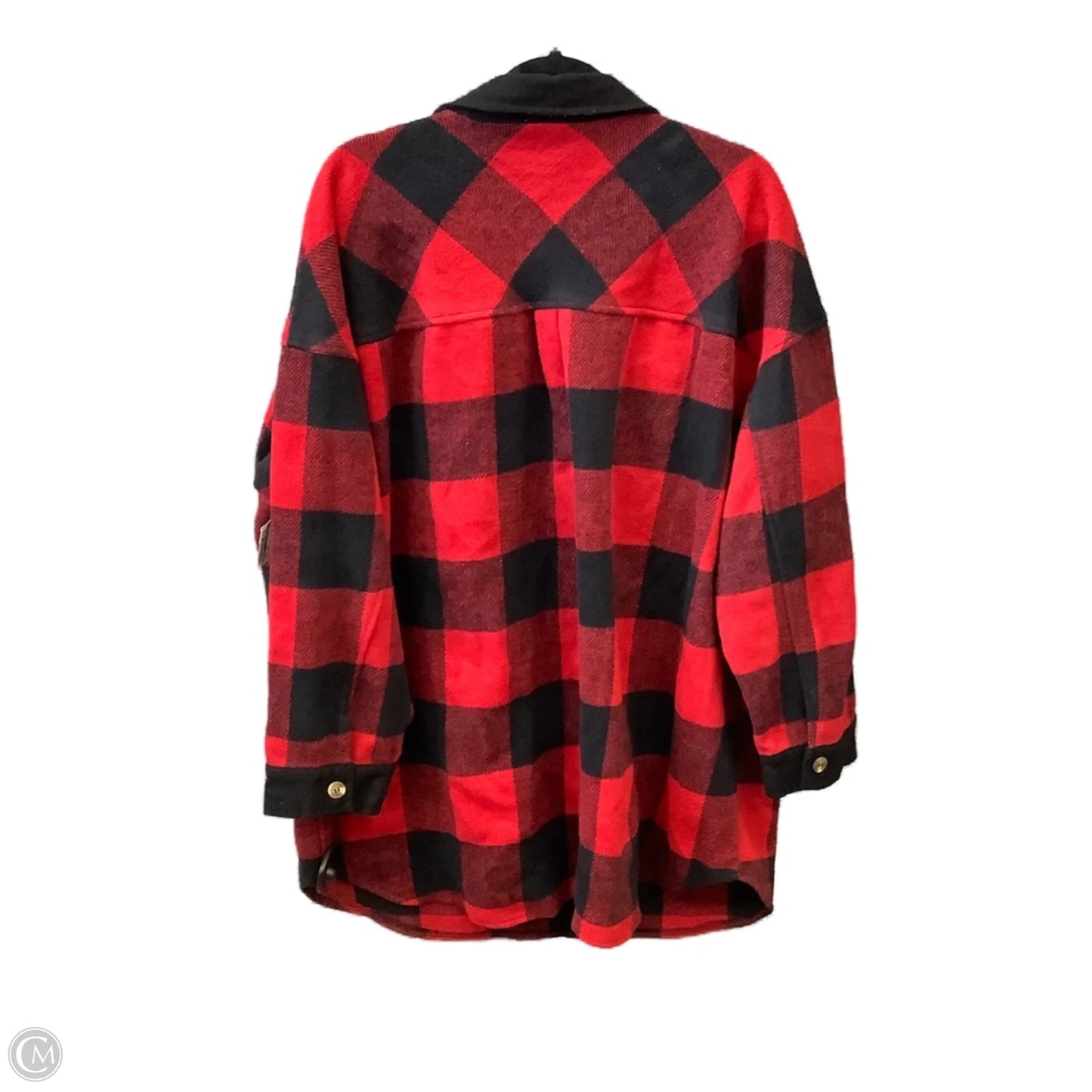 Jacket Shirt By Haptics In Black & Red, Size: 3x