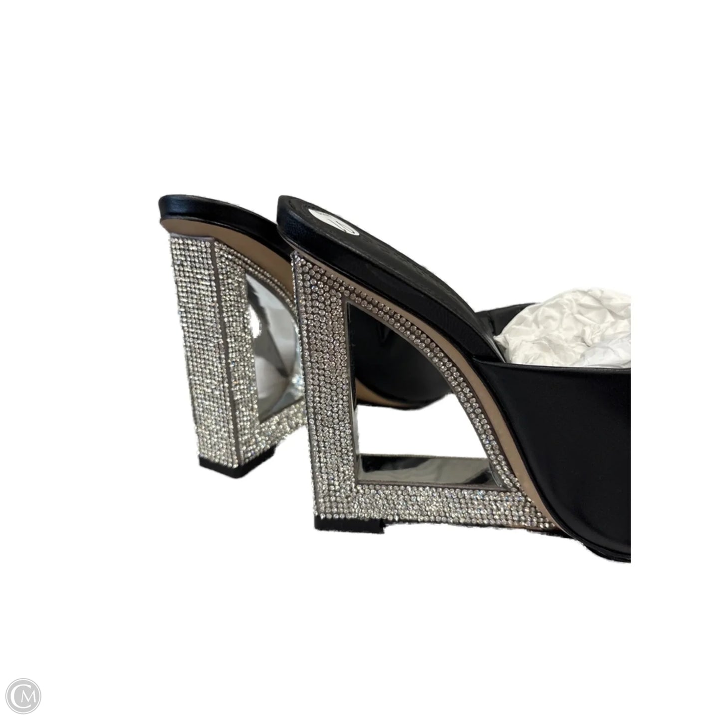 Sandals Heels Wedge By Clothes Mentor In Black, Size: 10