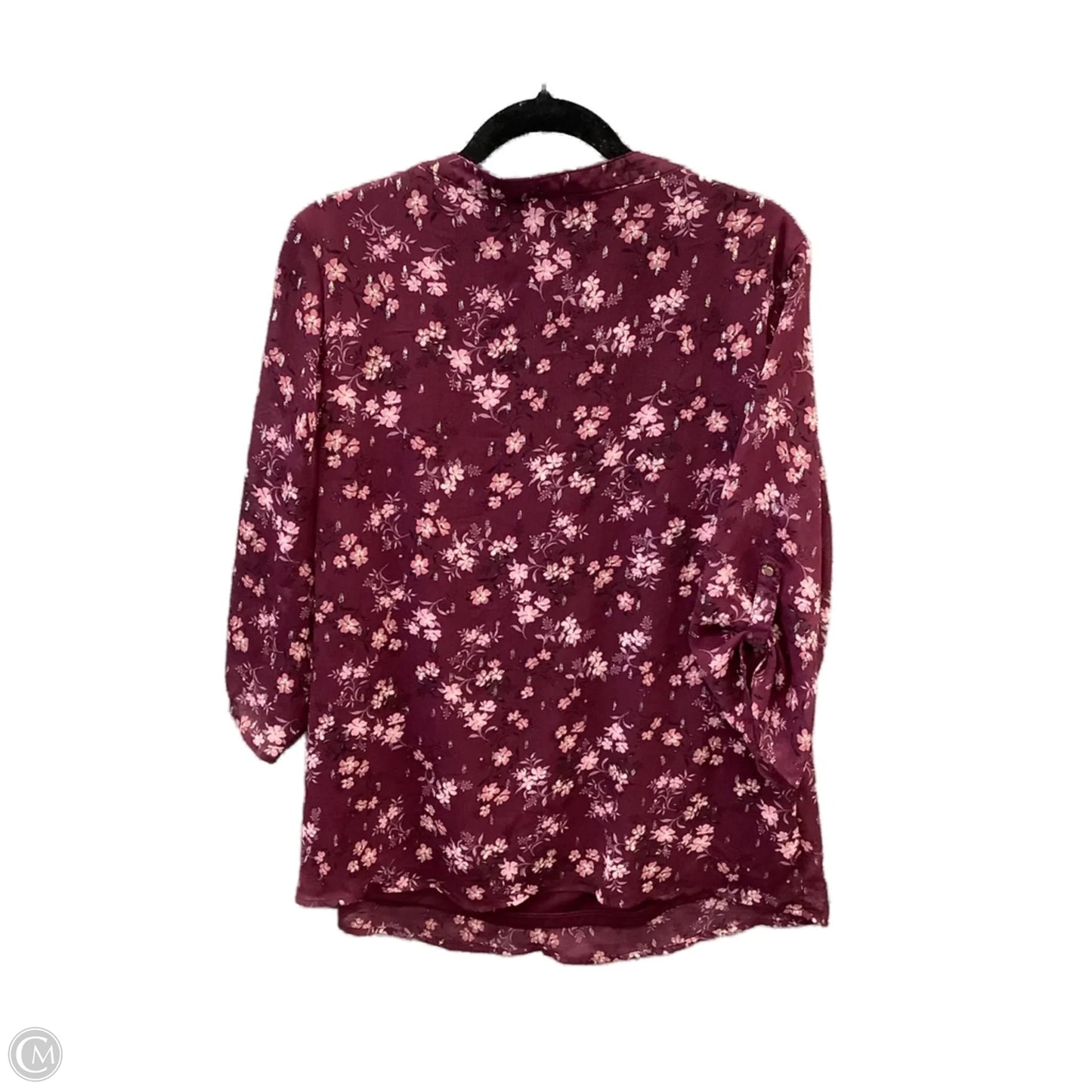 Top 3/4 Sleeve By Sara Michelle In Maroon, Size: 1x