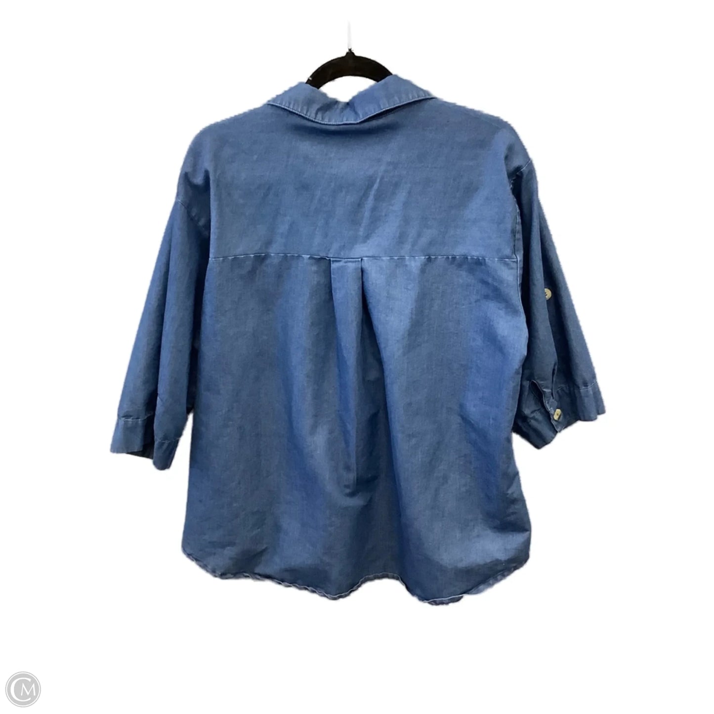 Top 3/4 Sleeve By Club Z In Blue Denim, Size: 1x