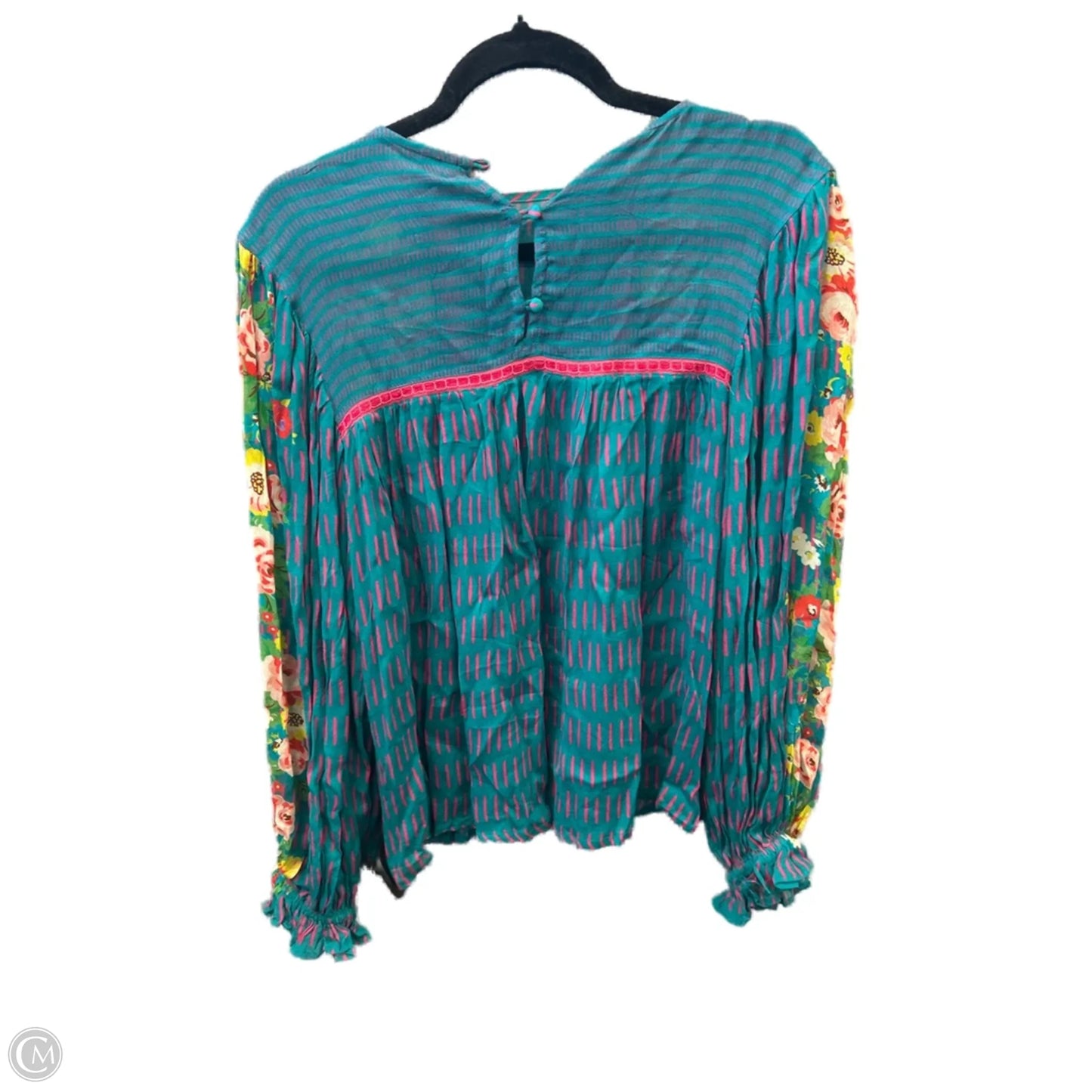 Blouse Long Sleeve By Bl-nk In Teal, Size: Xs