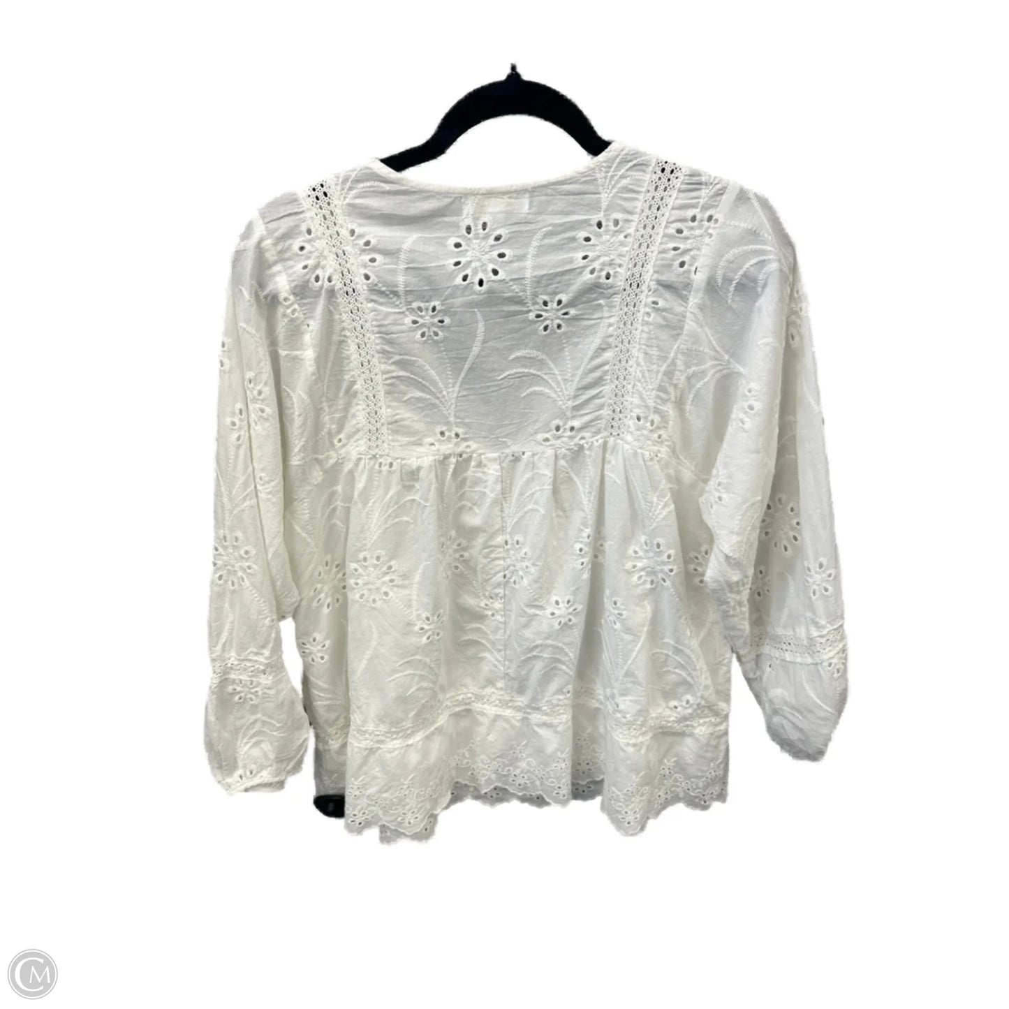 Top Long Sleeve By Cme In White, Size: L