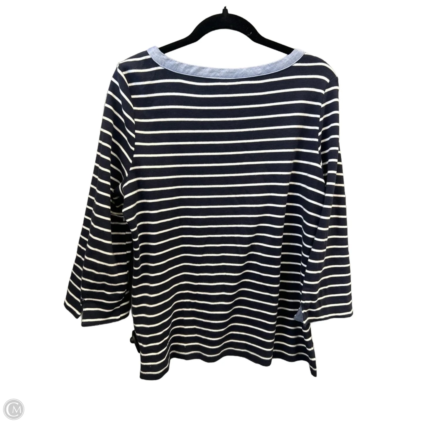 Top 3/4 Sleeve By Nautica In Navy, Size: L