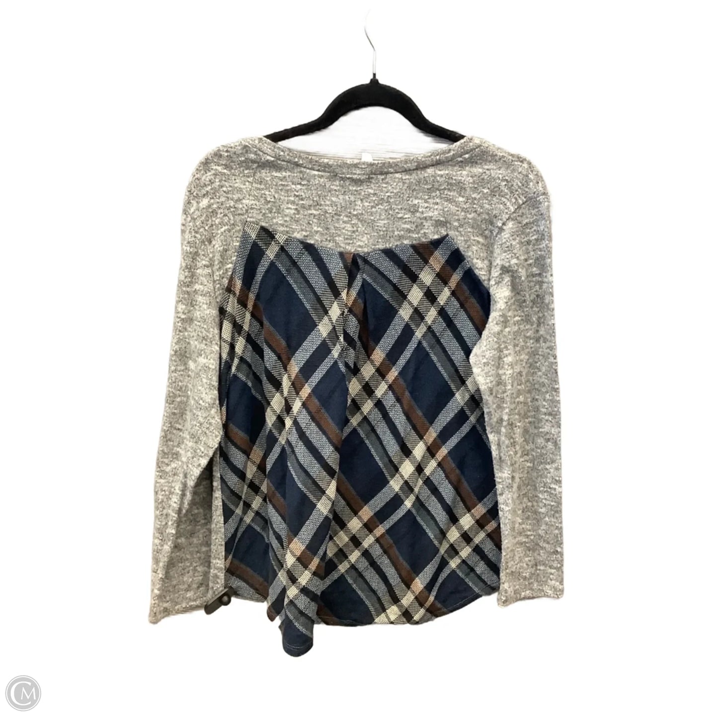 Top Long Sleeve By Brittany Black In Grey, Size: L