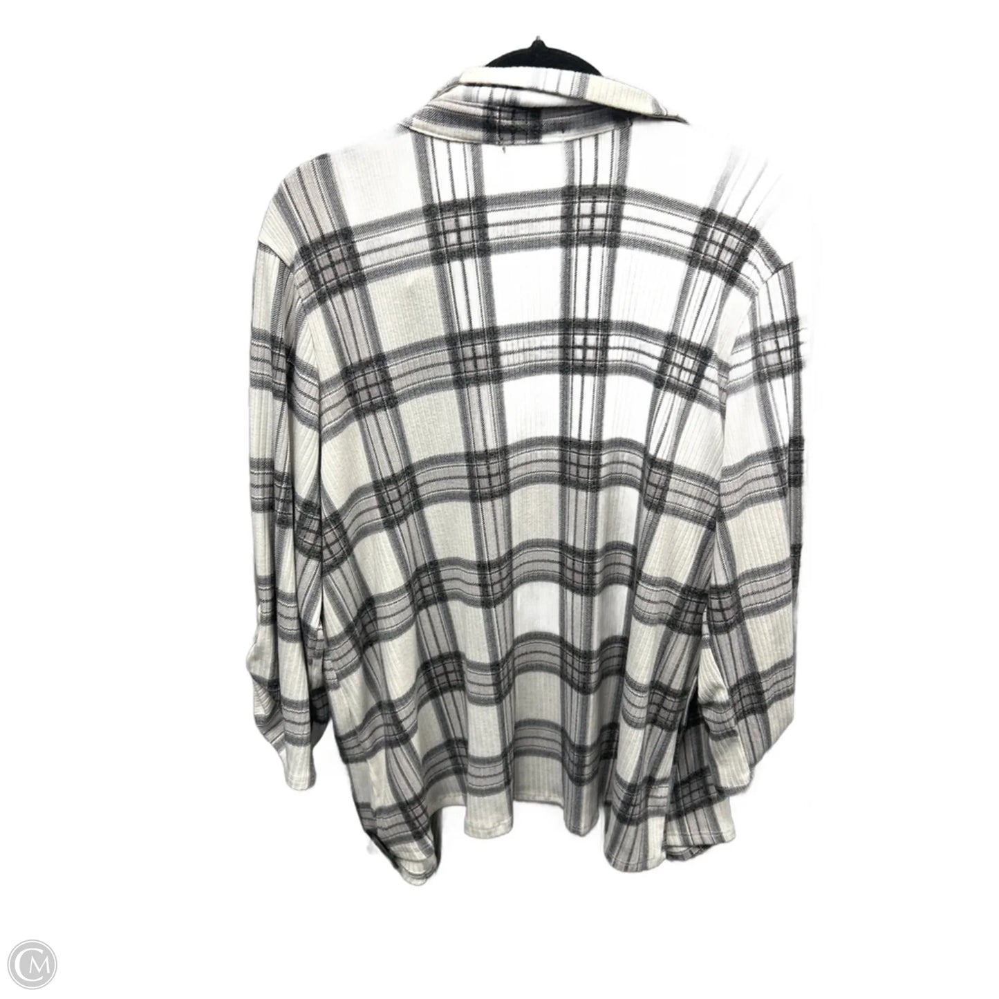 Top Long Sleeve By Cure In Grey & White, Size: 3x