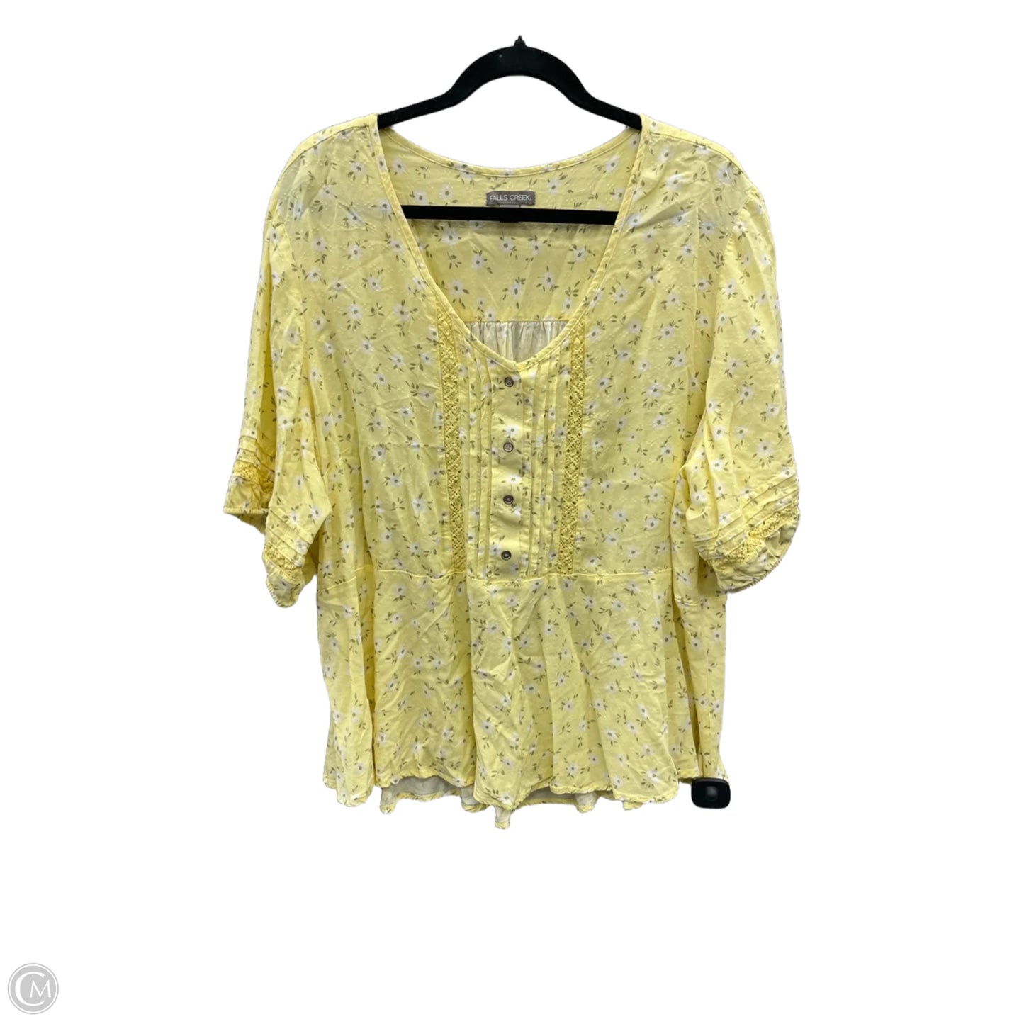 Blouse Short Sleeve By Falls Creek In Yellow, Size: 3x