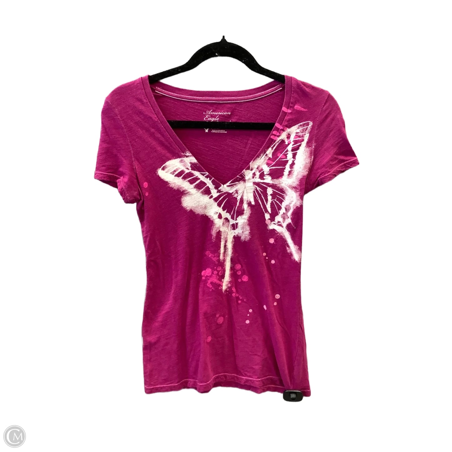Top Short Sleeve By American Eagle In Pink, Size: M
