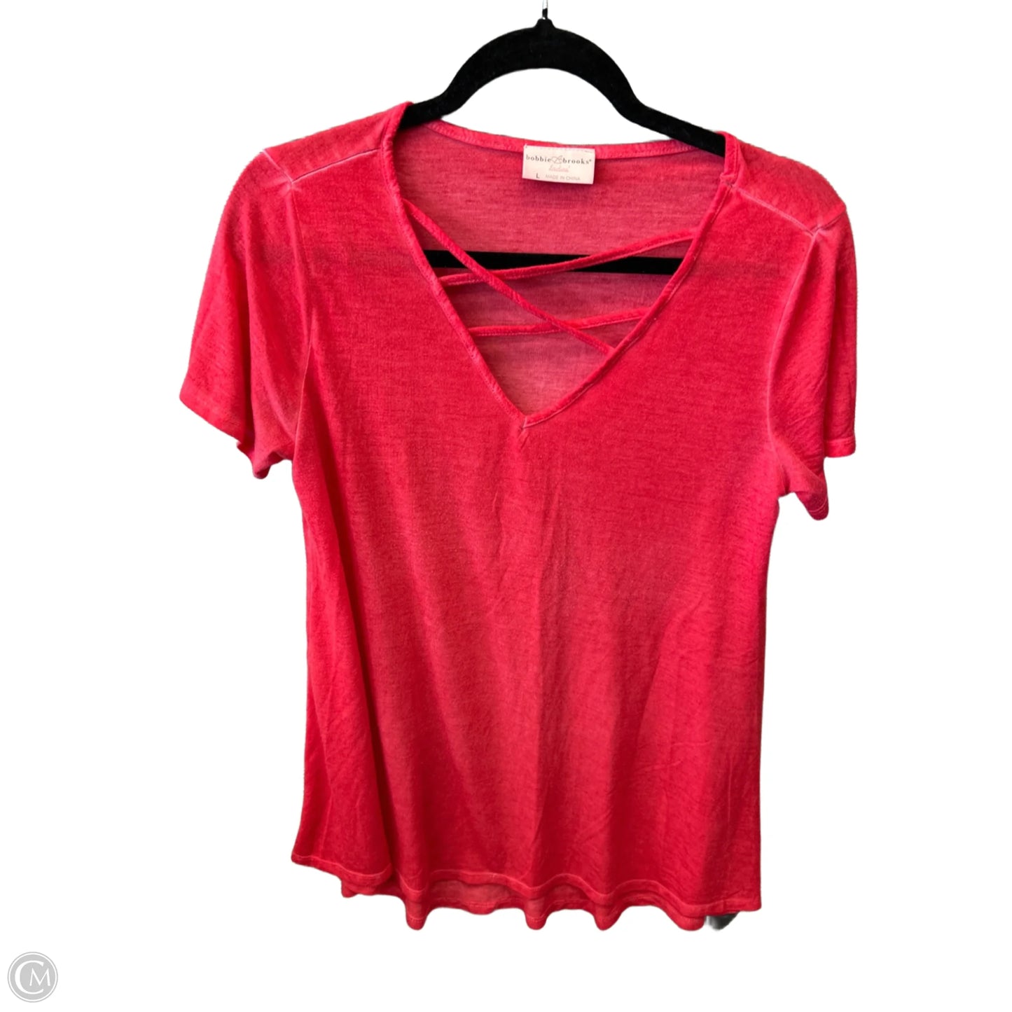 Top Short Sleeve By Bobbie Brooks In Pink, Size: L