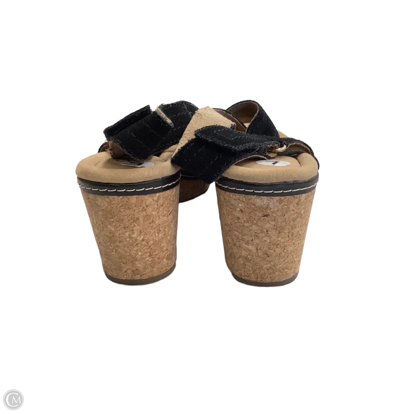 Sandals Heels Wedge By Clarks In Black & Brown, Size: 7