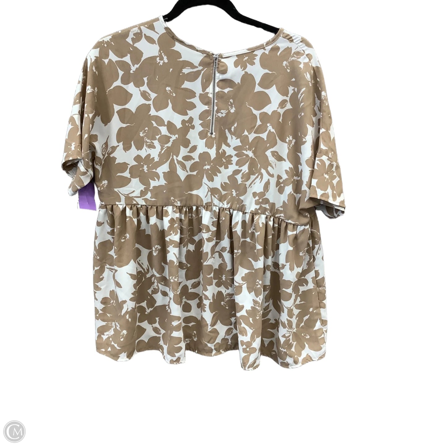 Blouse Short Sleeve By Bombom In Brown & White, Size: S