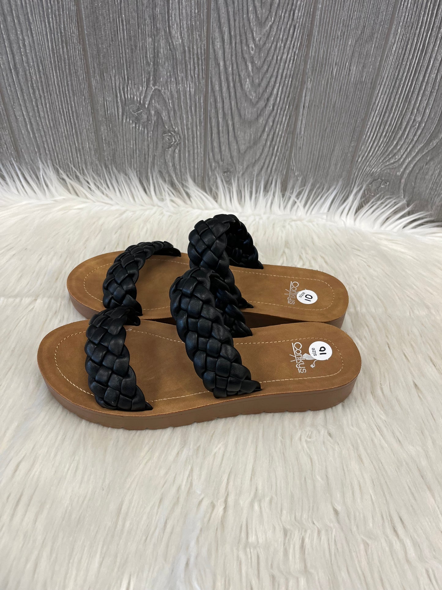 Sandals Flats By Corkys In Black, Size: 10