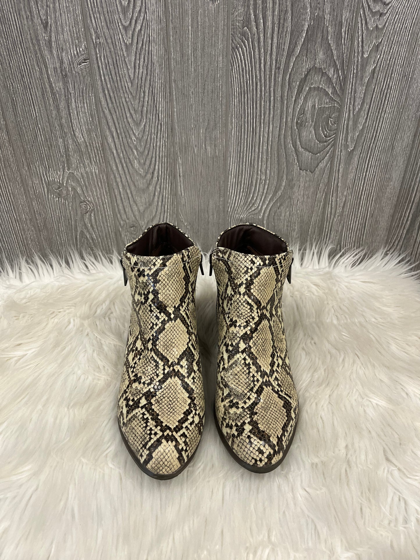 Boots Ankle Heels By Esprit In Animal Print, Size: 8.5