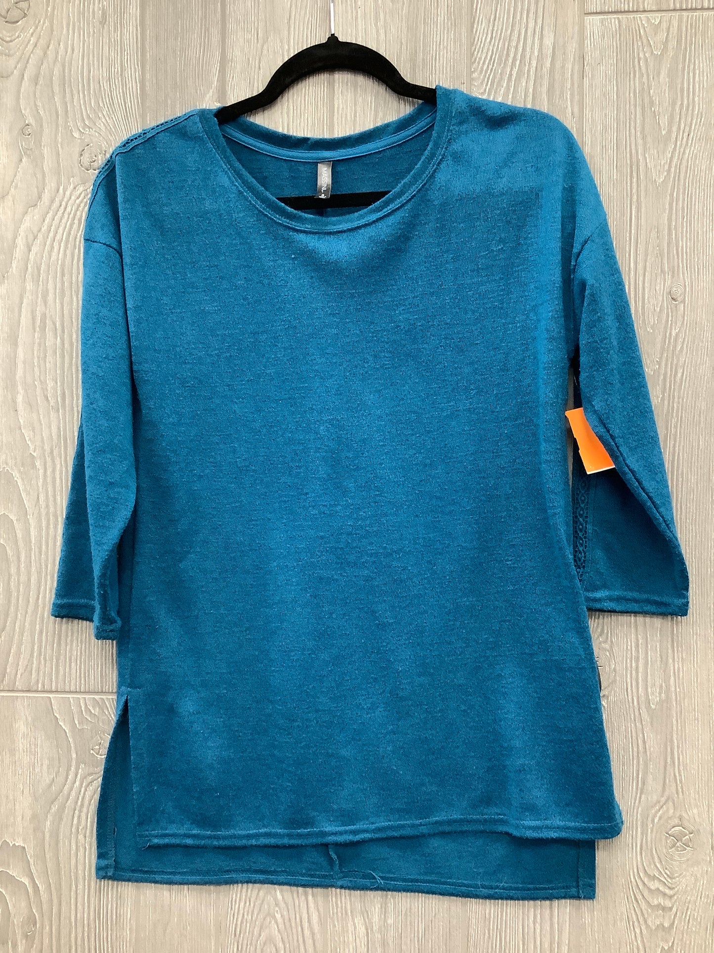 Top 3/4 Sleeve By Massini In Blue, Size: S
