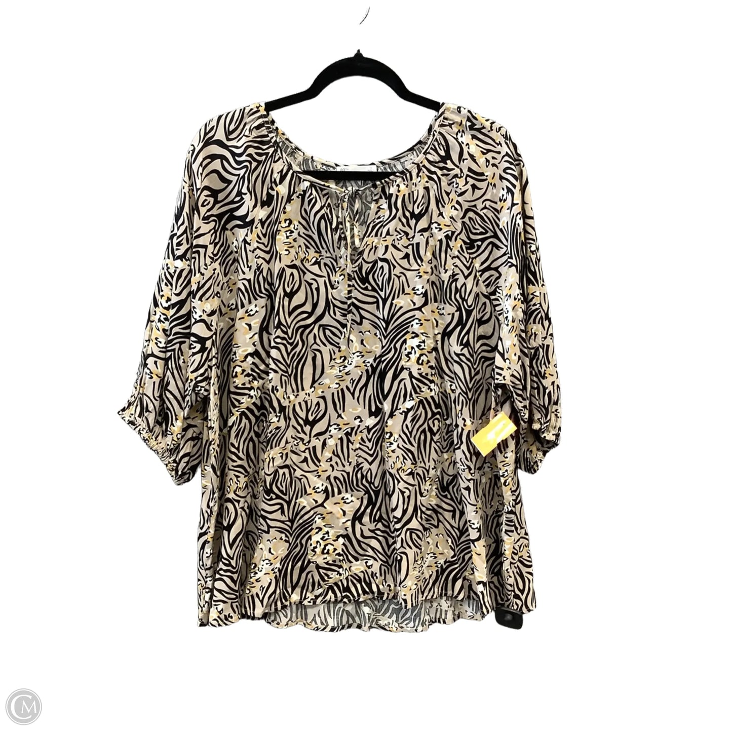 Top 3/4 Sleeve By 89th And Madison In Black & Brown, Size: 1x