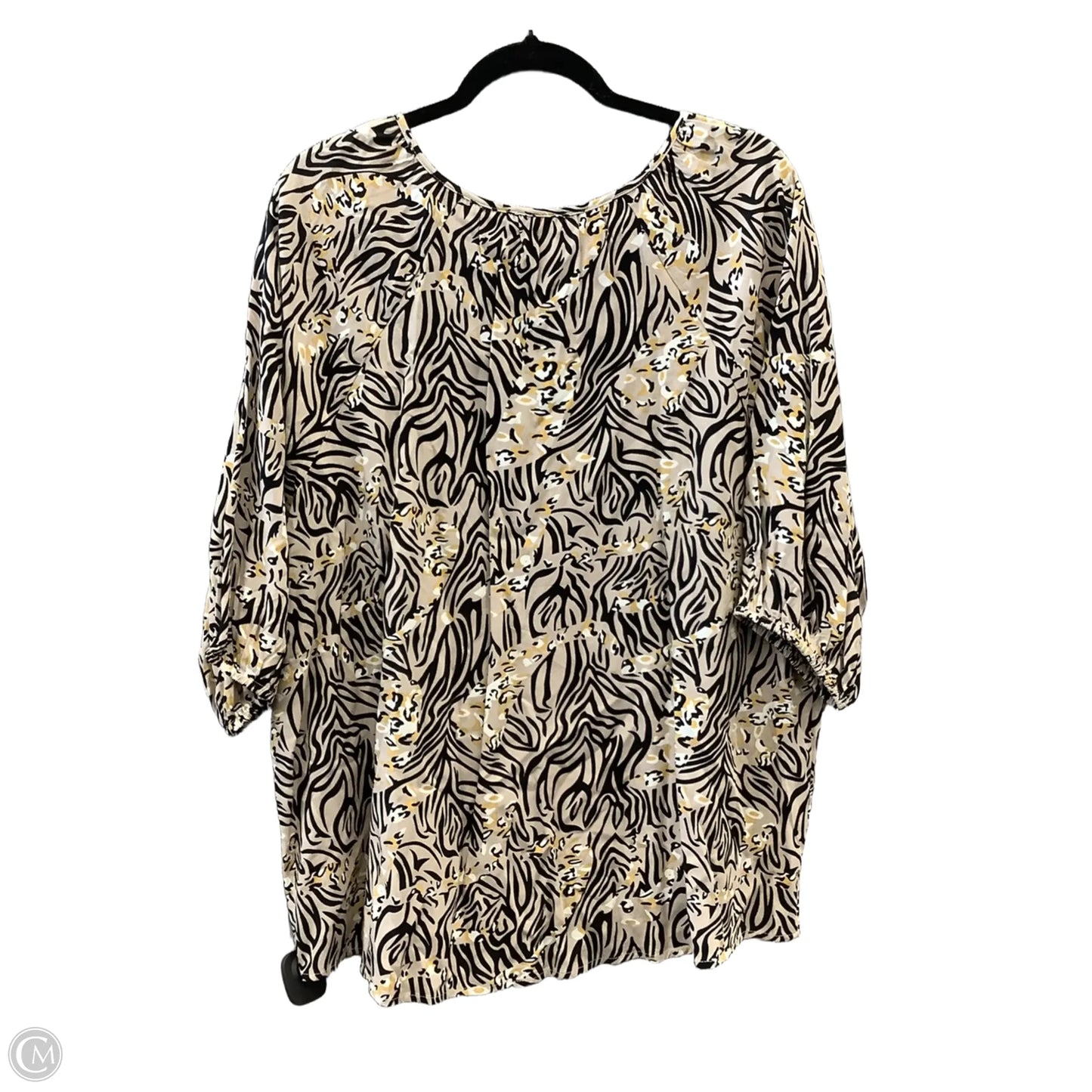 Top 3/4 Sleeve By 89th And Madison In Black & Brown, Size: 1x