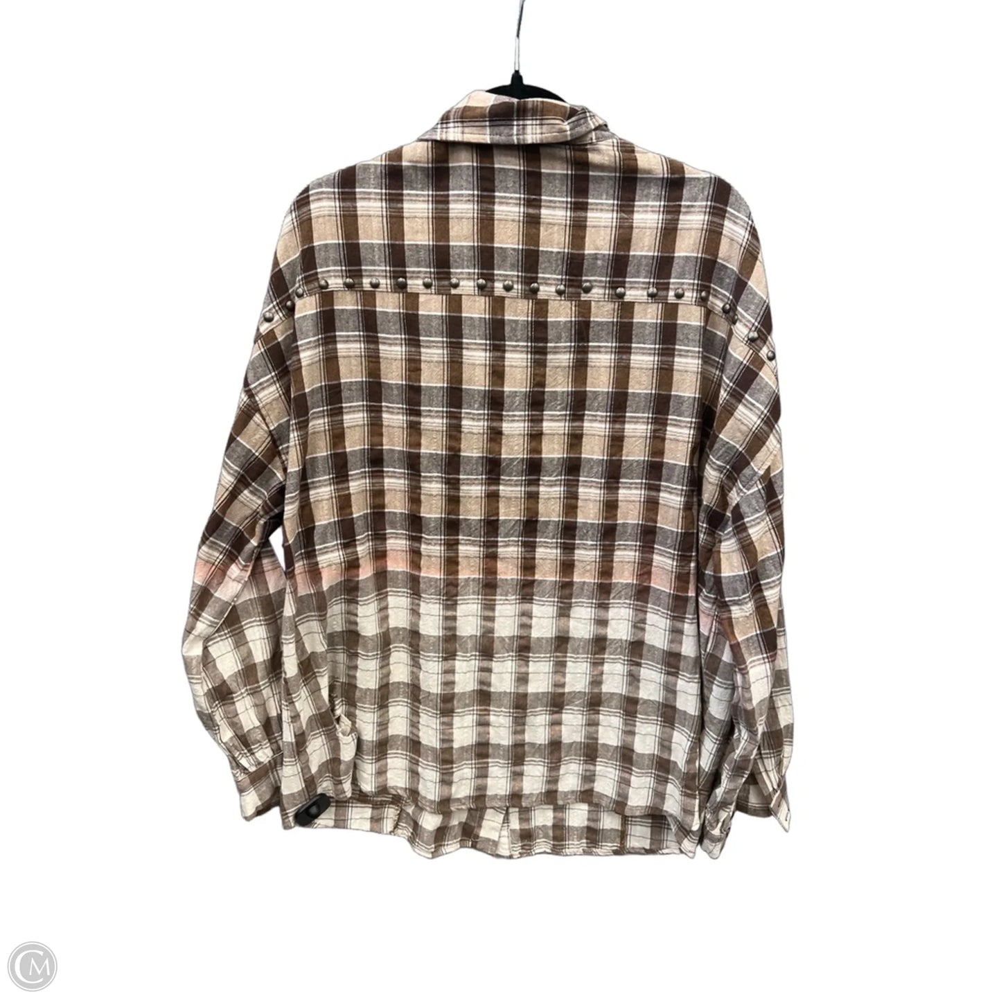 Top Long Sleeve By Listicle In Plaid Pattern, Size: L