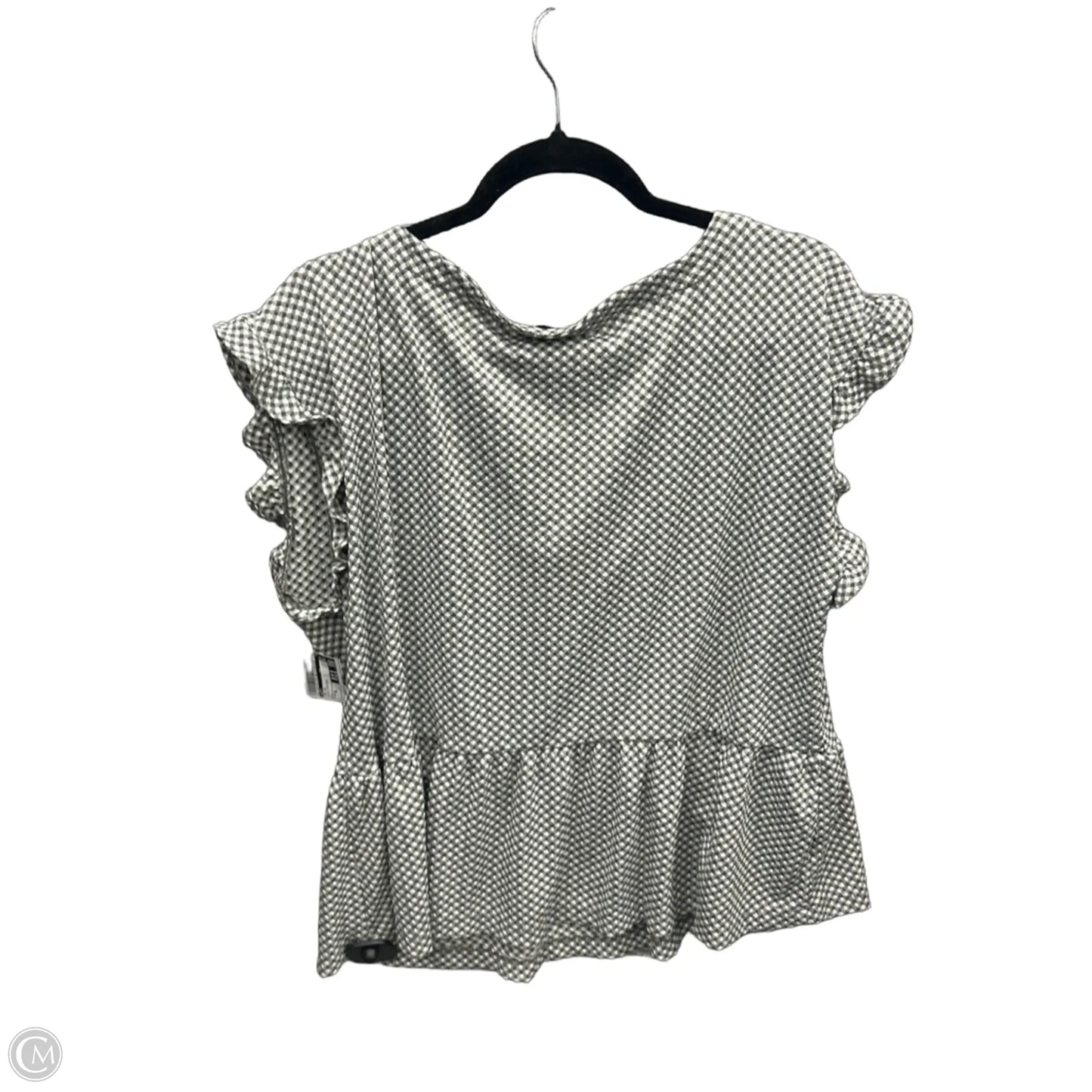 Top Short Sleeve By Loft In Plaid Pattern, Size: Xl