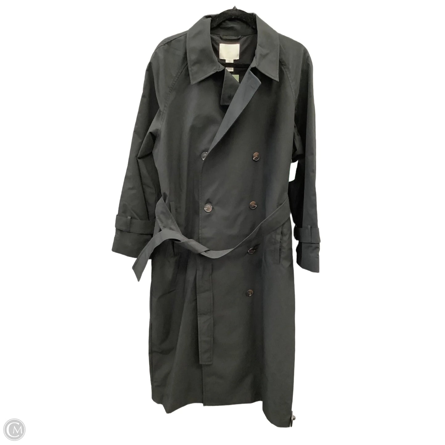 Coat Trench Coat By H&m In Black, Size: M