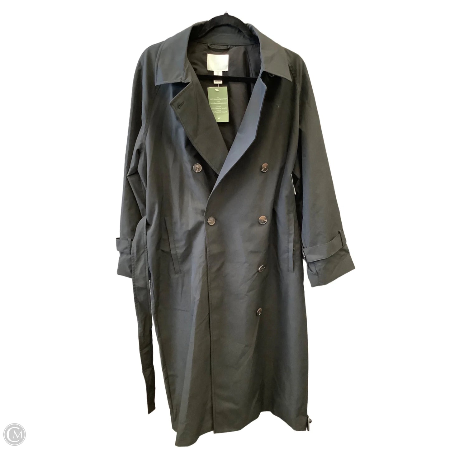 Coat Trench Coat By H&m In Black, Size: M