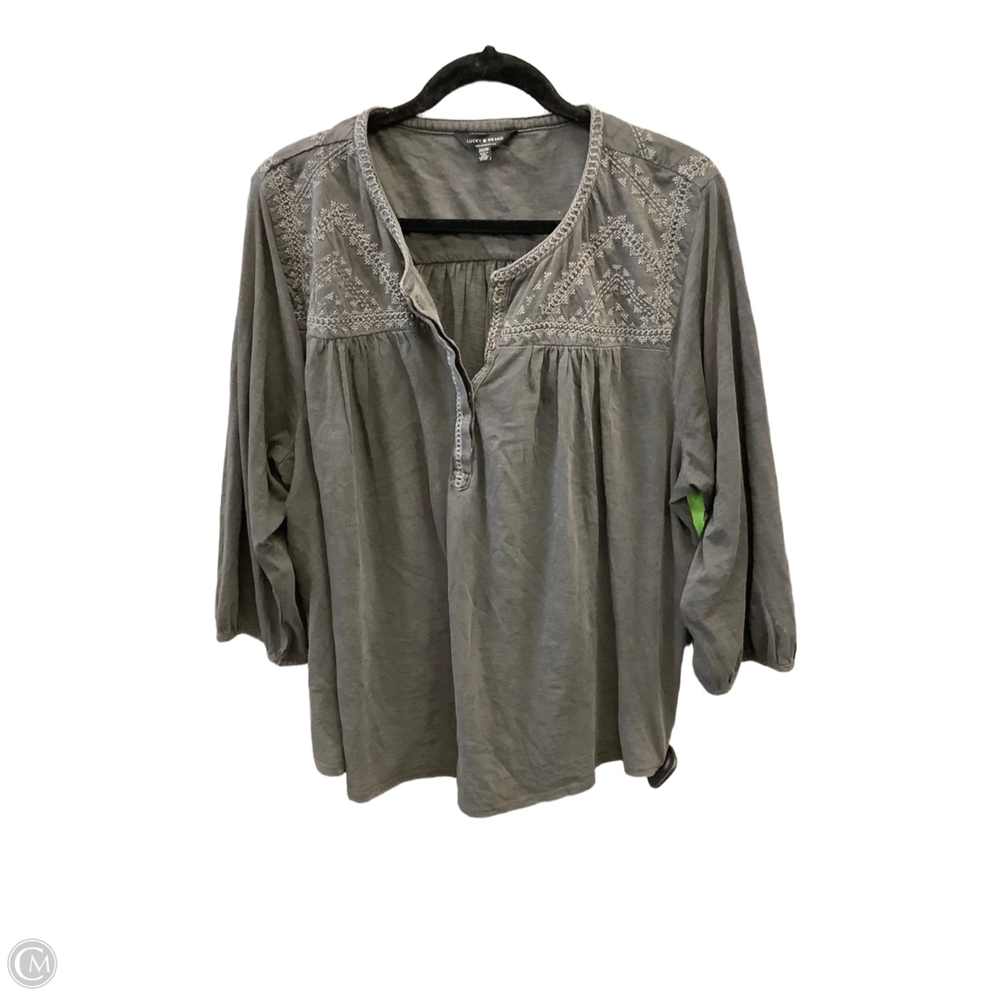 Top 3/4 Sleeve By Lucky Brand In Grey, Size: 2x