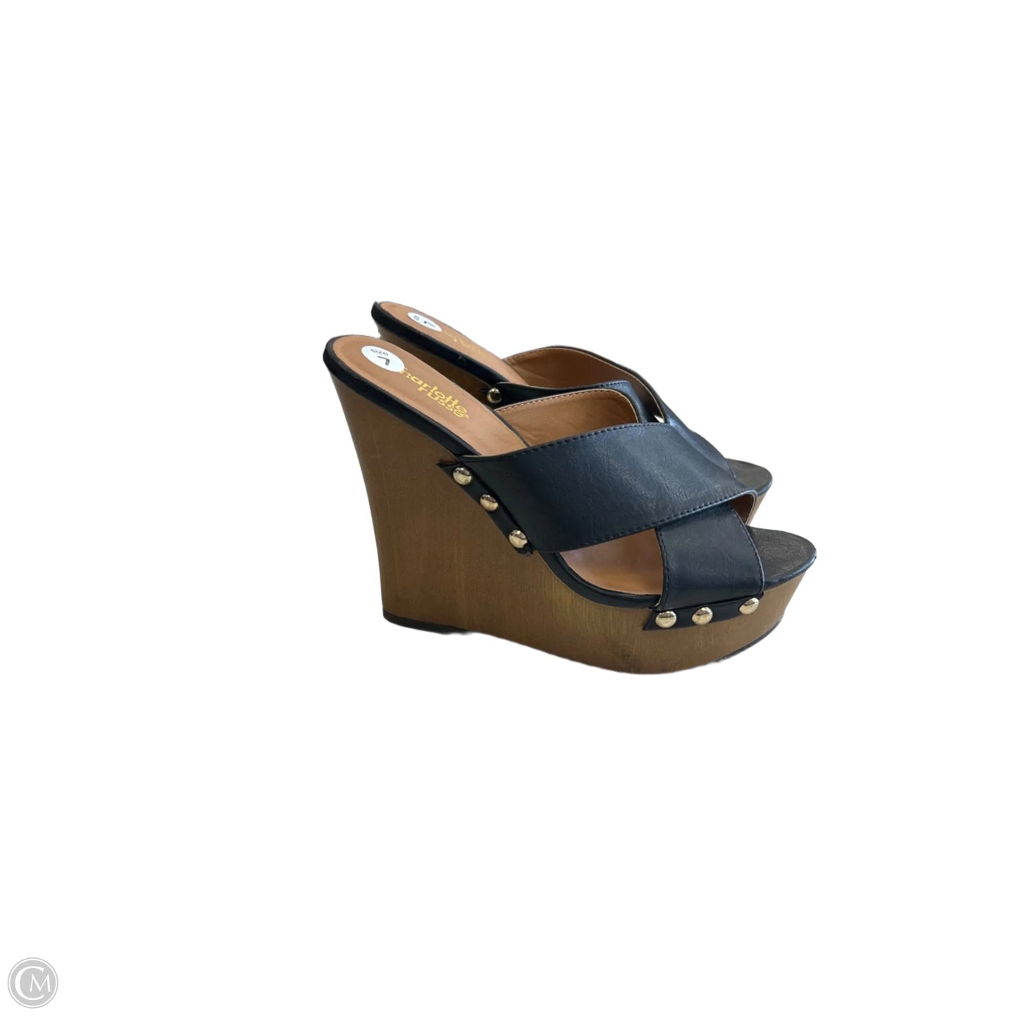 Sandals Heels Wedge By Charlotte Russe In Black, Size: 7