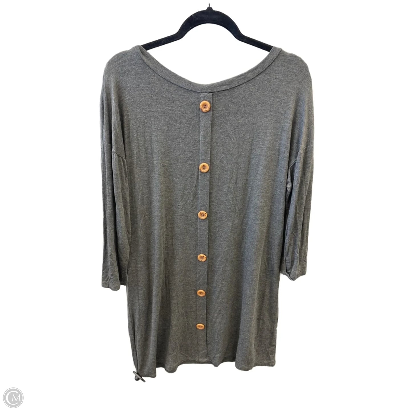 Tunic Long Sleeve By Emerald In Grey, Size: L