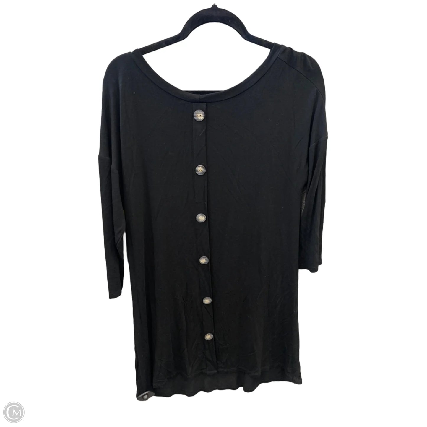Tunic Long Sleeve By Emerald In Black, Size: L