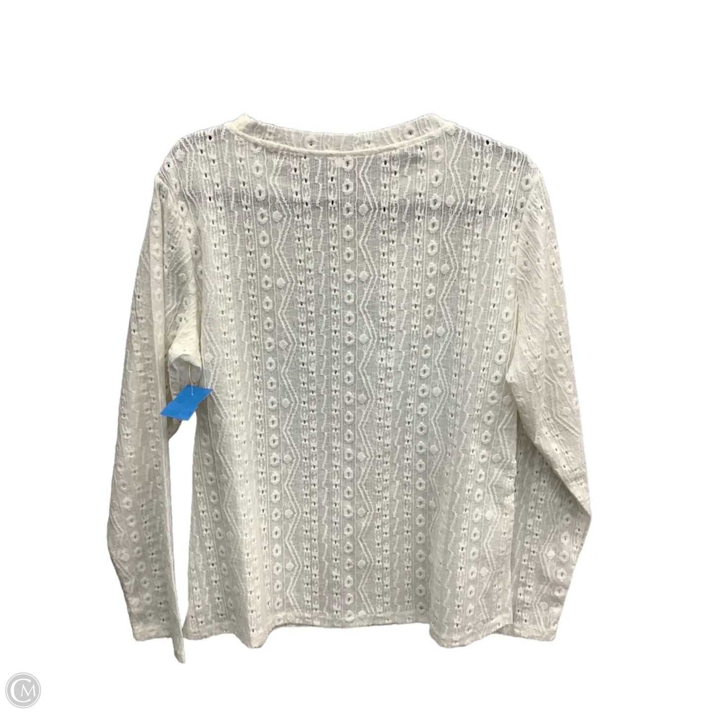 Top Long Sleeve By Cmf In White, Size: L