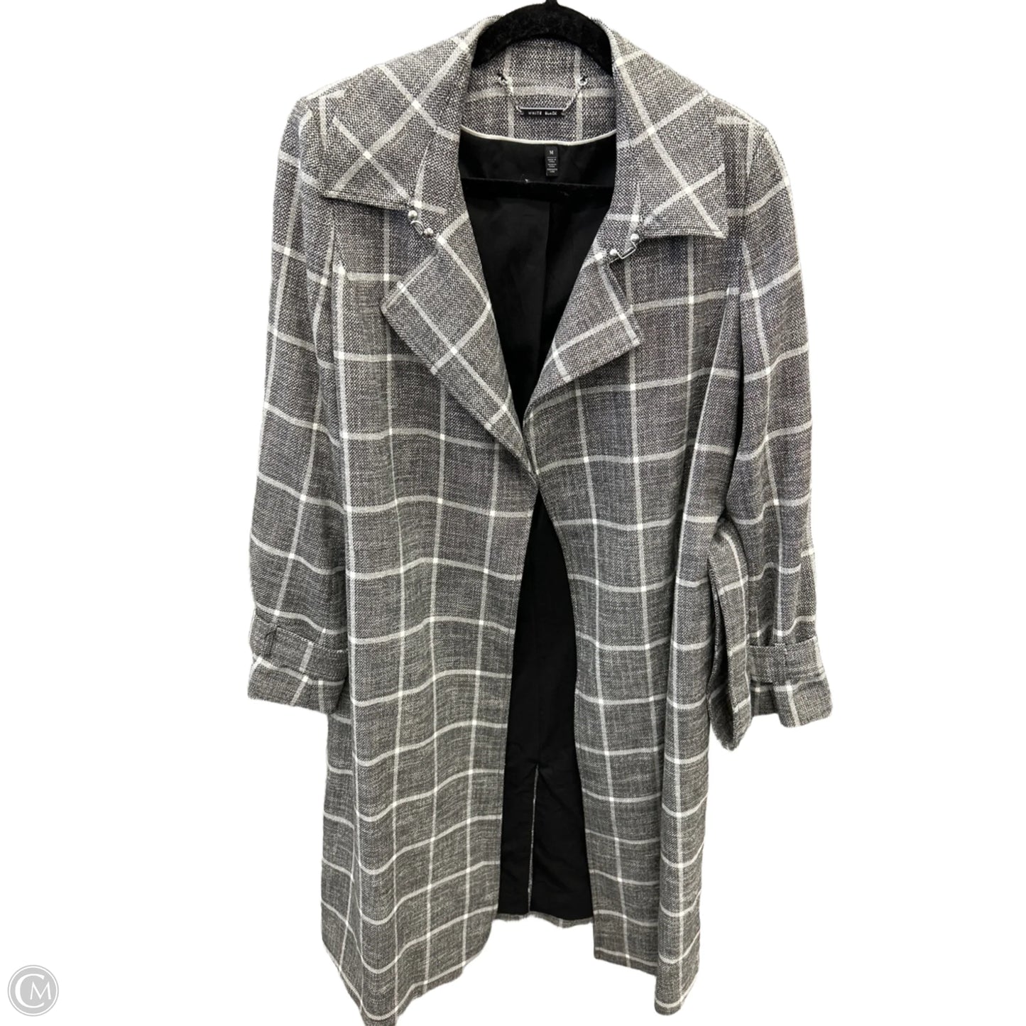 Coat Trench Coat By White House Black Market In Plaid Pattern, Size: M