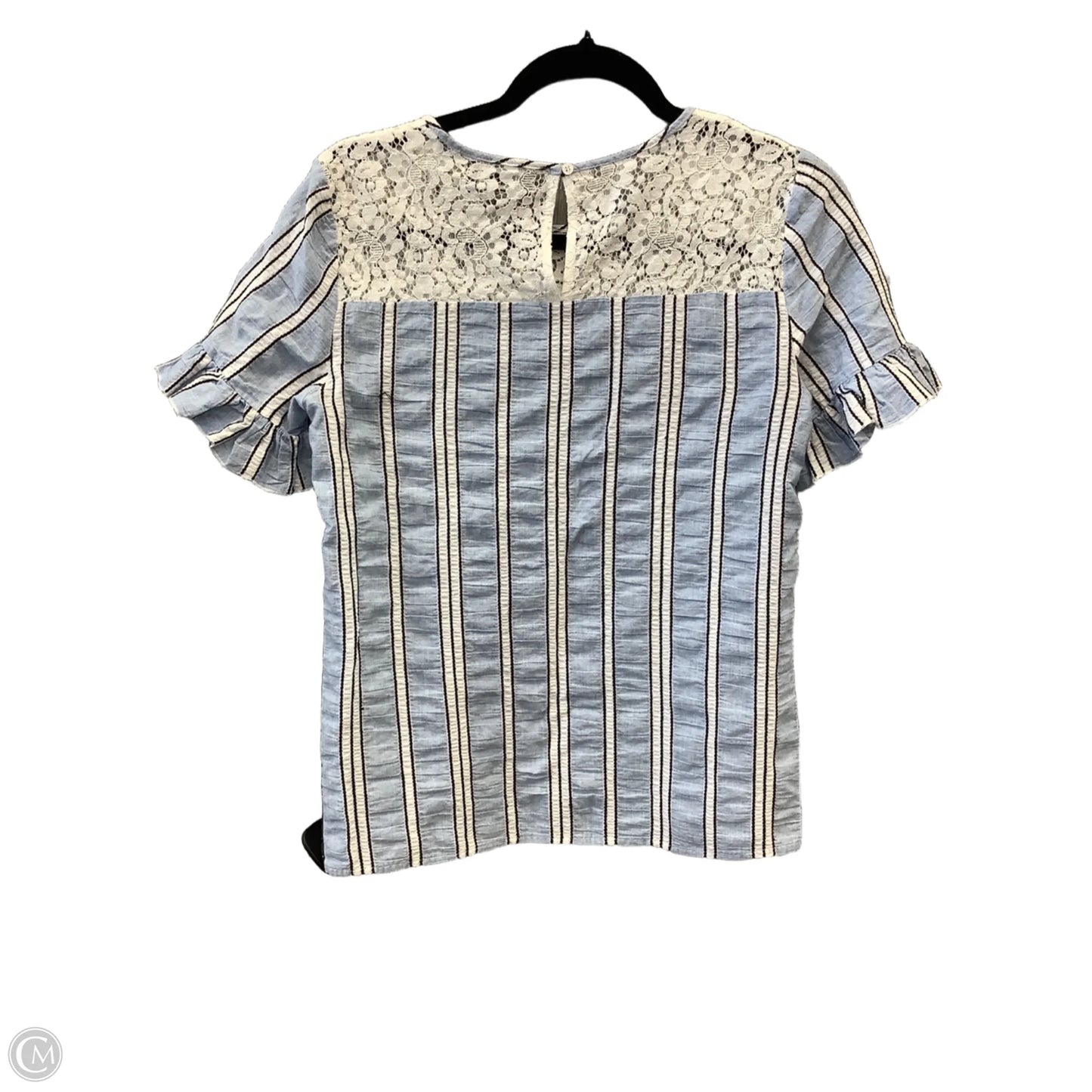 Top Short Sleeve Designer By Karl Lagerfeld In Striped Pattern, Size: S