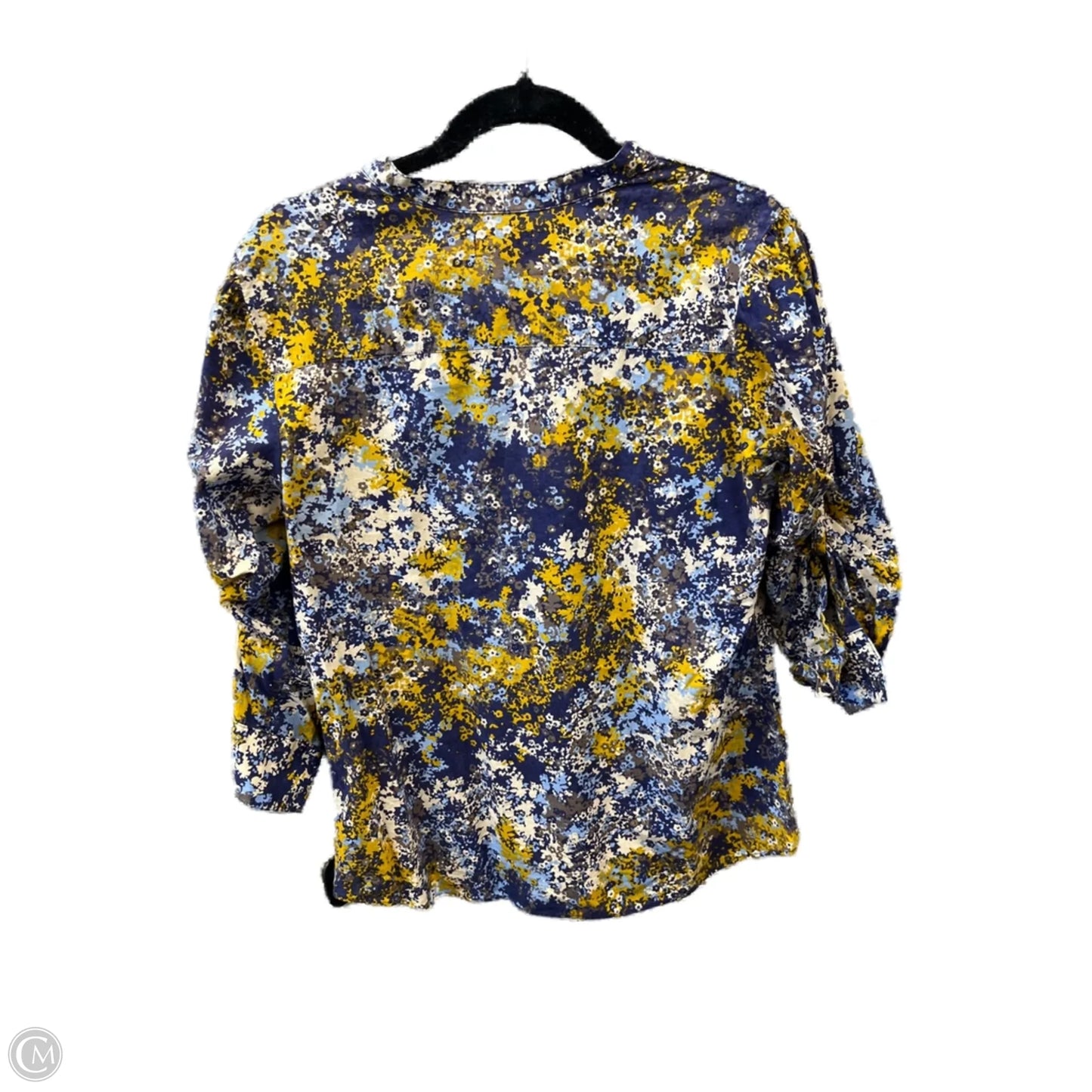 Top 3/4 Sleeve By Elle In Blue & Gold, Size: M