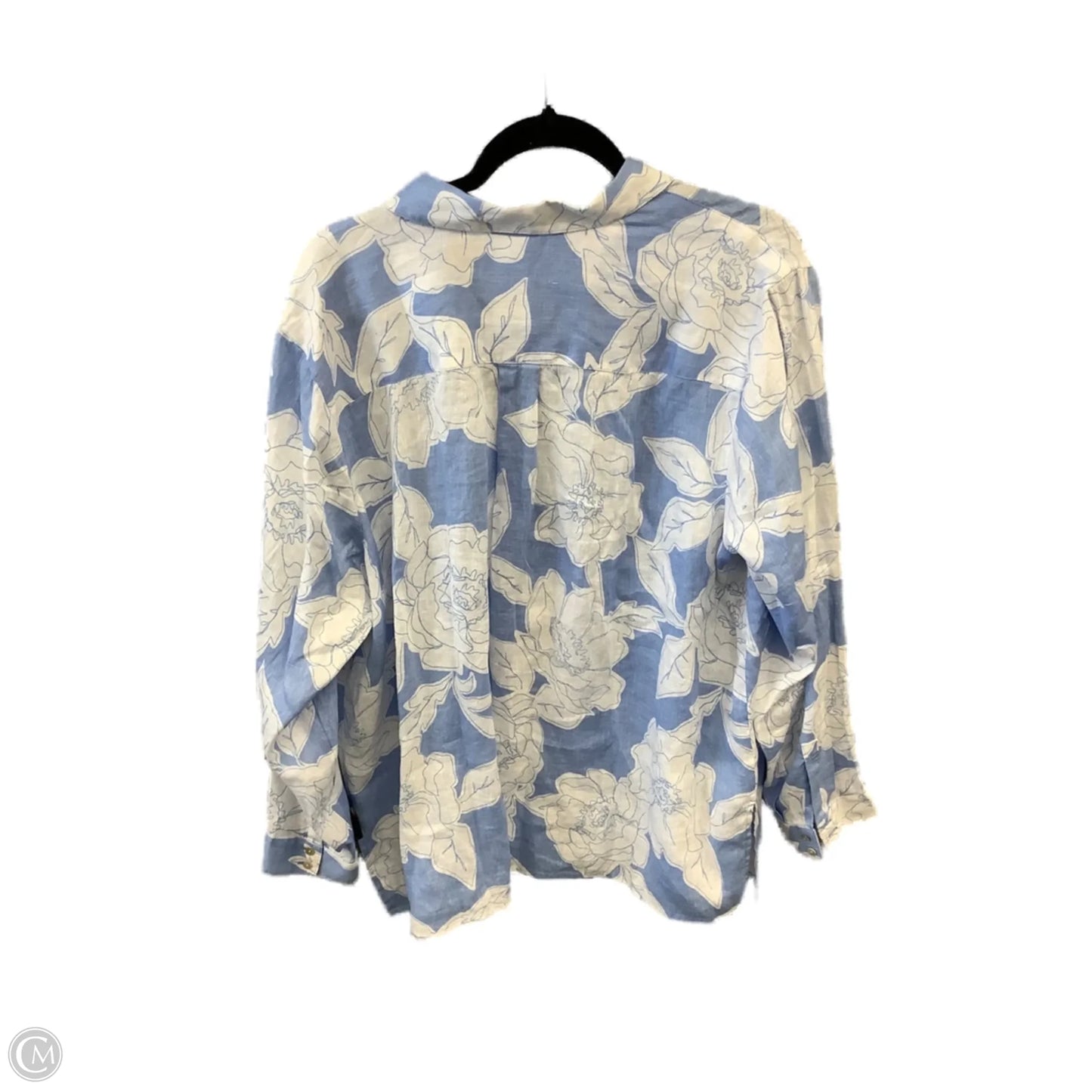 Top Long Sleeve By J. Jill In Blue & White, Size: 2x