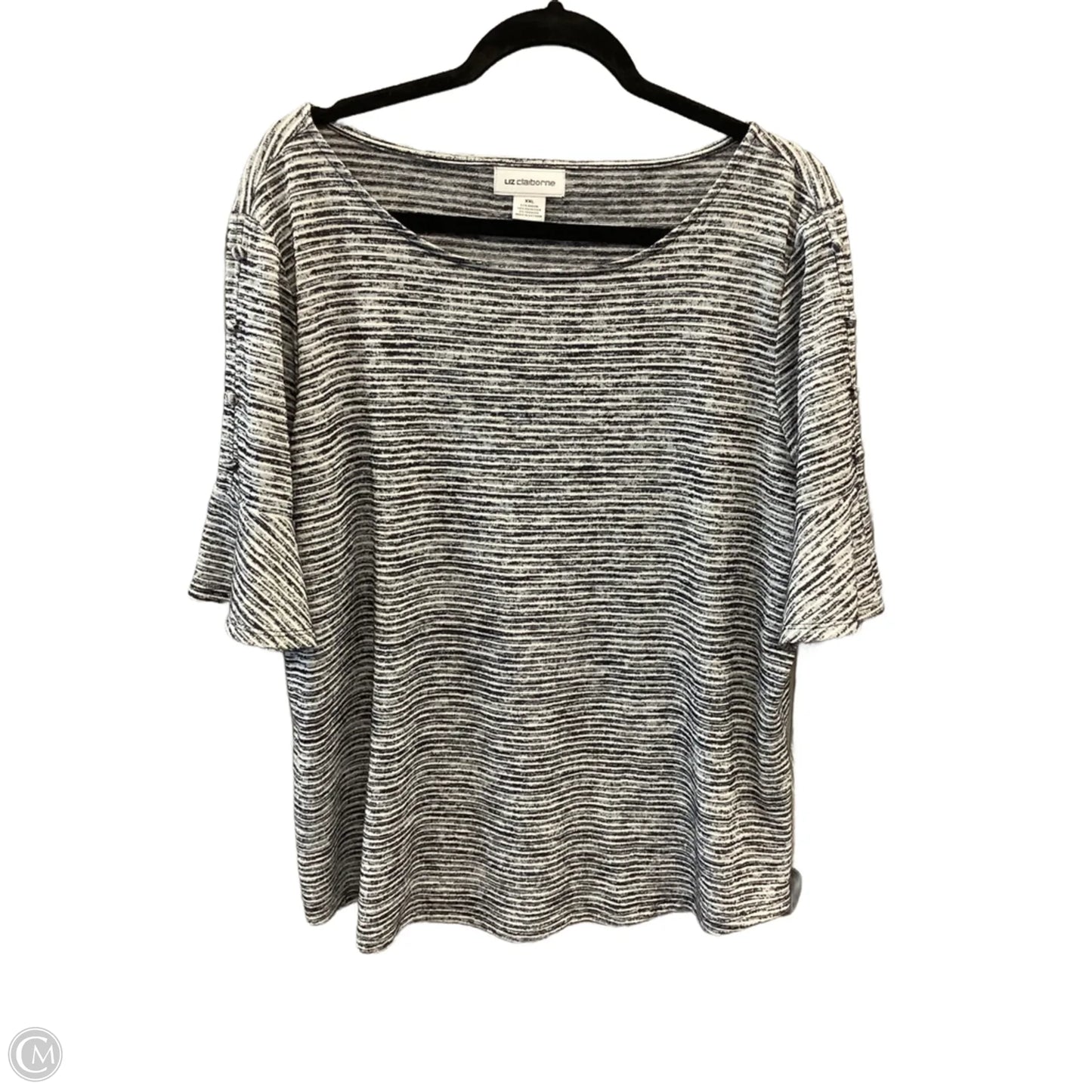 Top Short Sleeve By Liz Claiborne In Striped Pattern, Size: Xxl