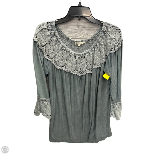 Tunic 3/4 Sleeve By Clothes Mentor In Grey, Size: L