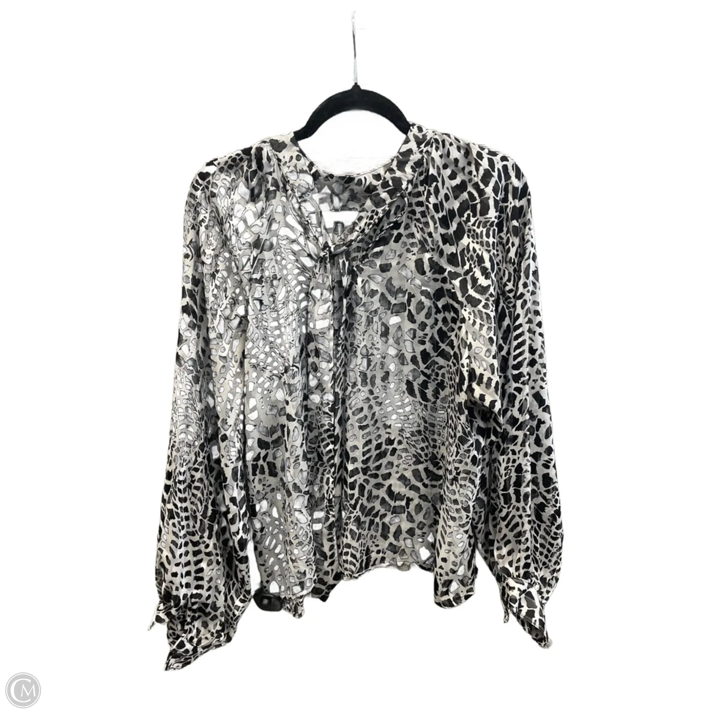 Blouse Long Sleeve By Fashion Nova In Black & White, Size: L