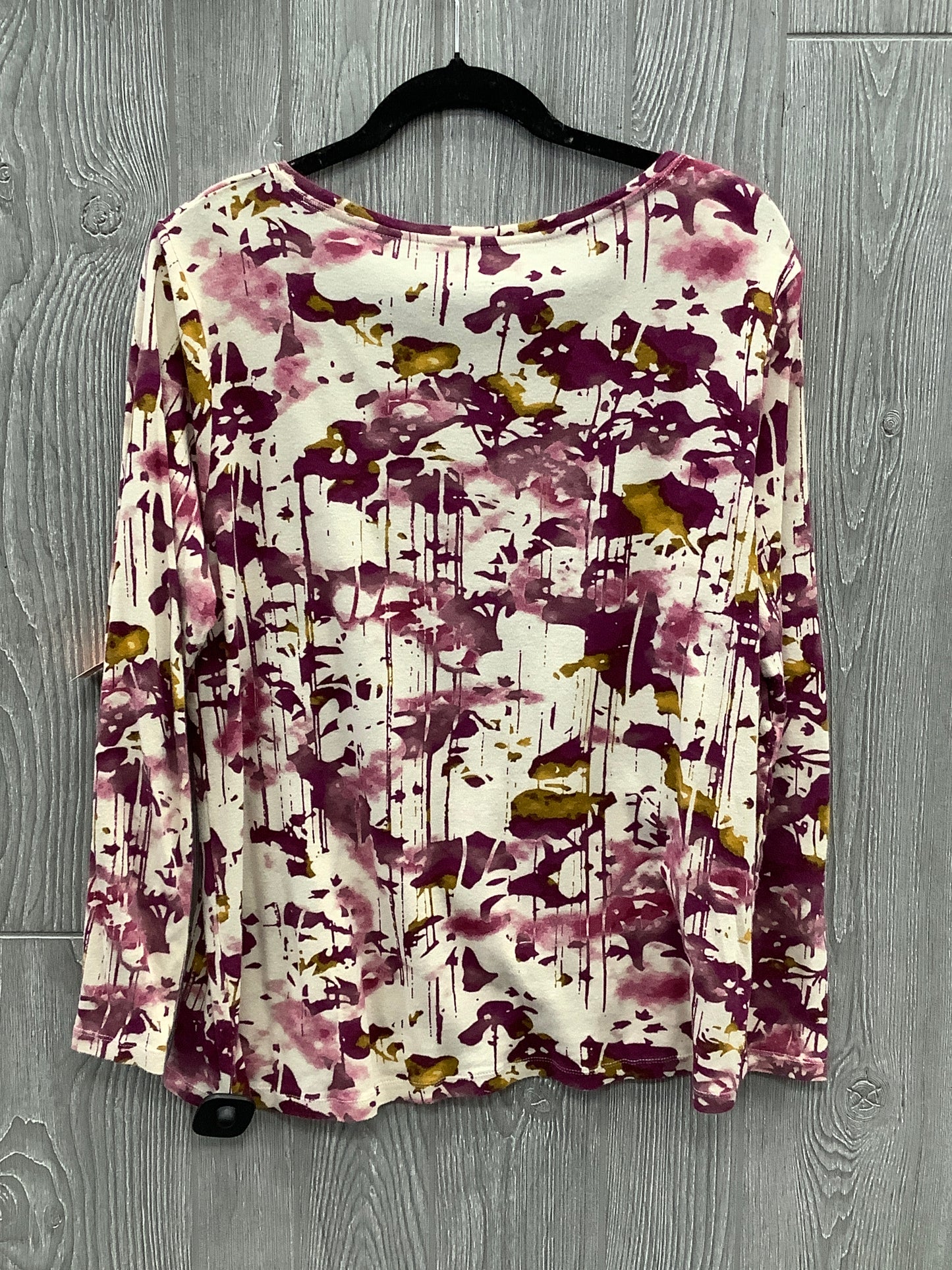 Top Long Sleeve By Daisy Fuentes In Cream & Purple, Size: Xl