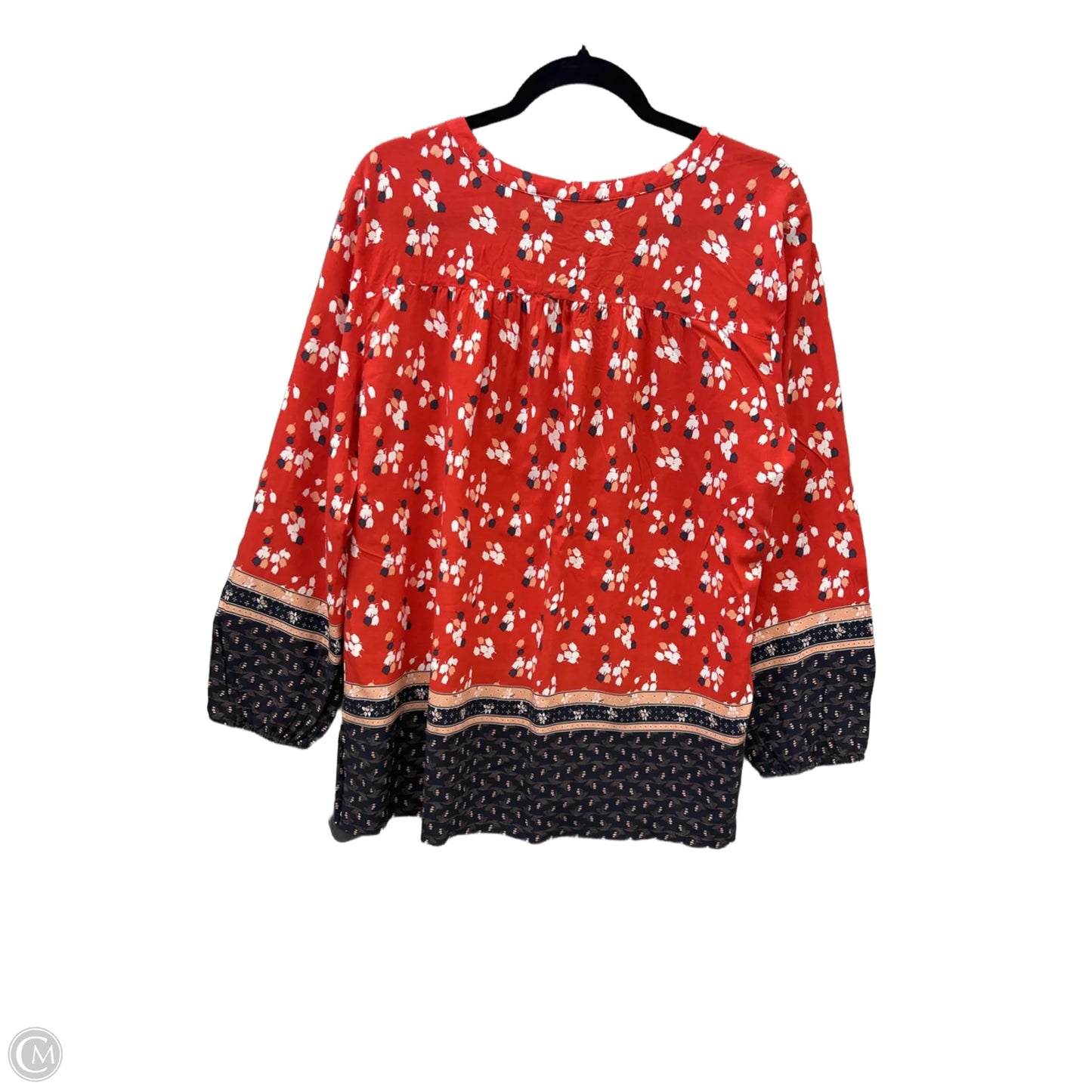 Blouse Long Sleeve By Loft In Blue & Red, Size: Xl