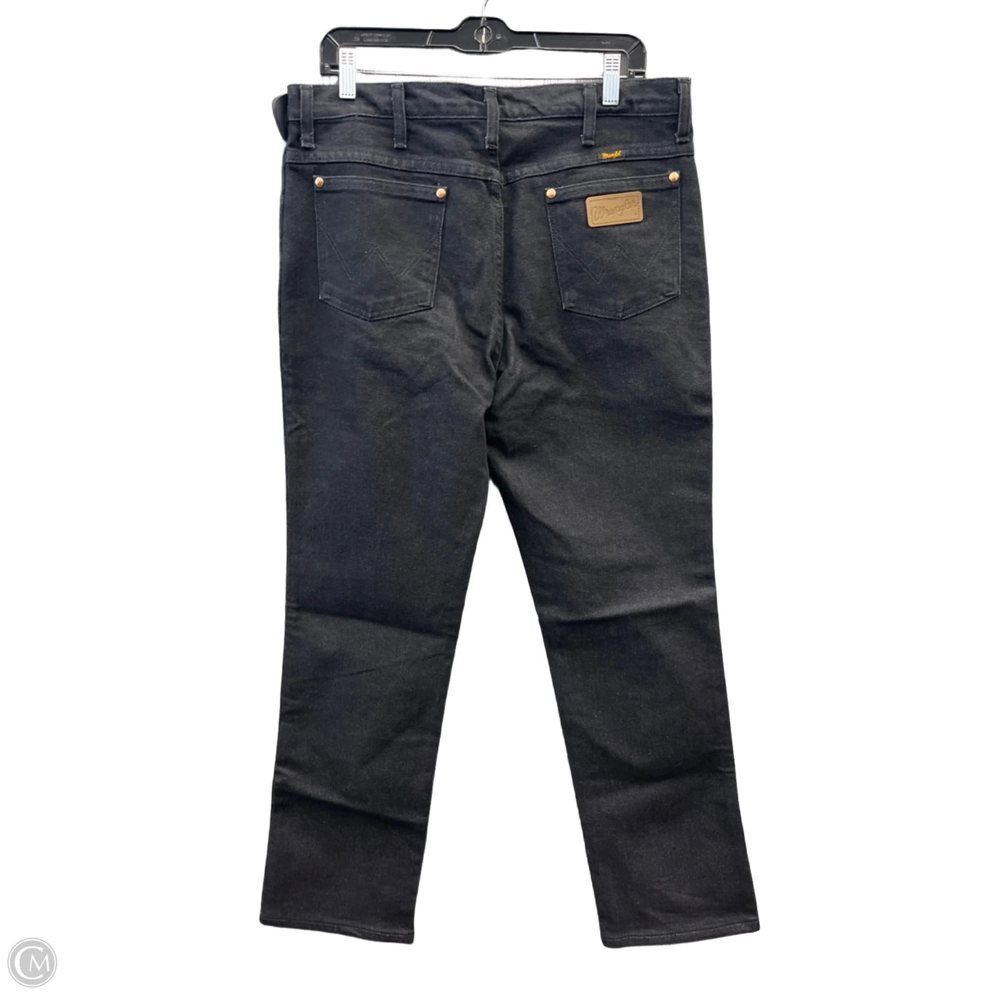 Jeans Straight By Wrangler In Black Denim, Size: 14