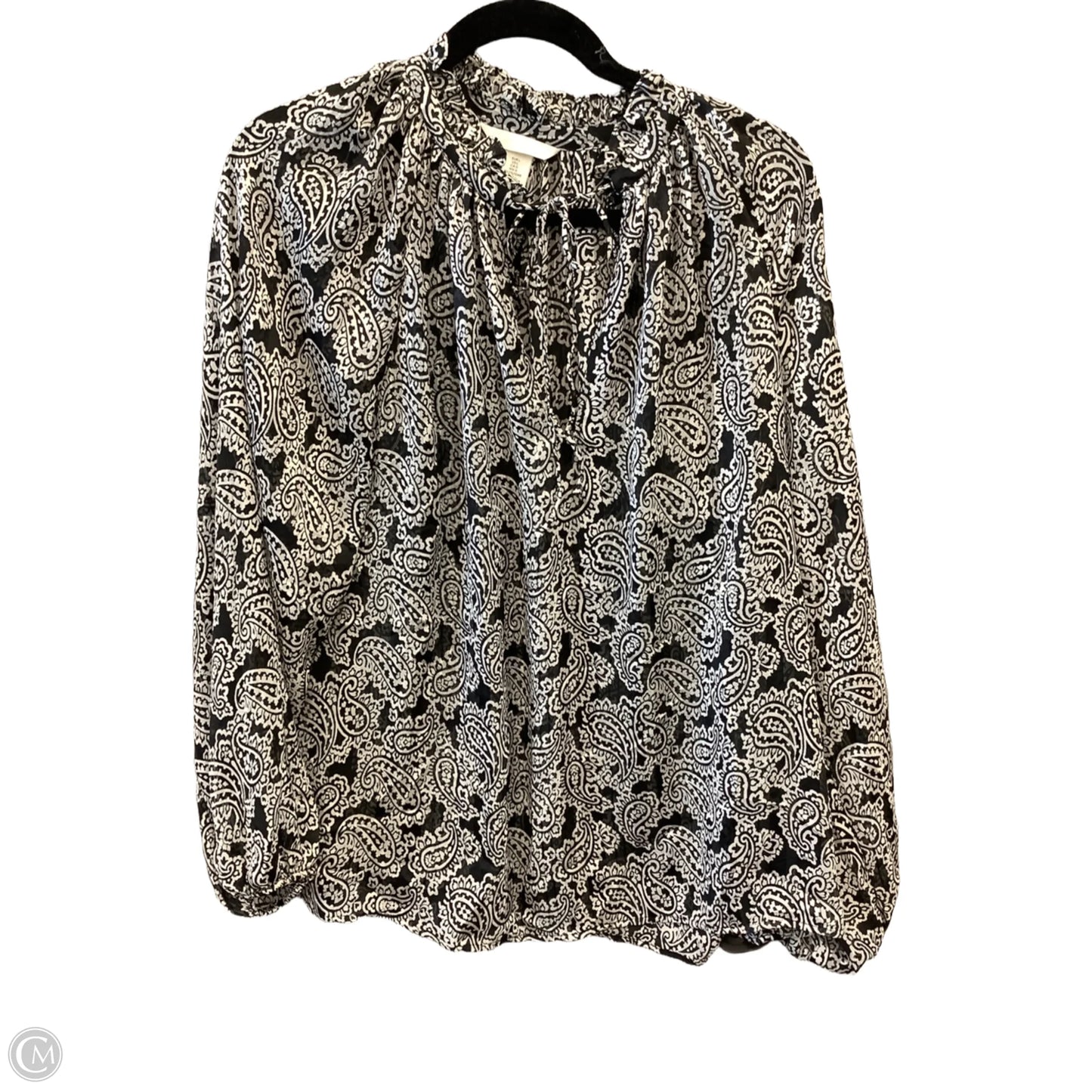 Blouse Long Sleeve By H&m In Black & White, Size: L