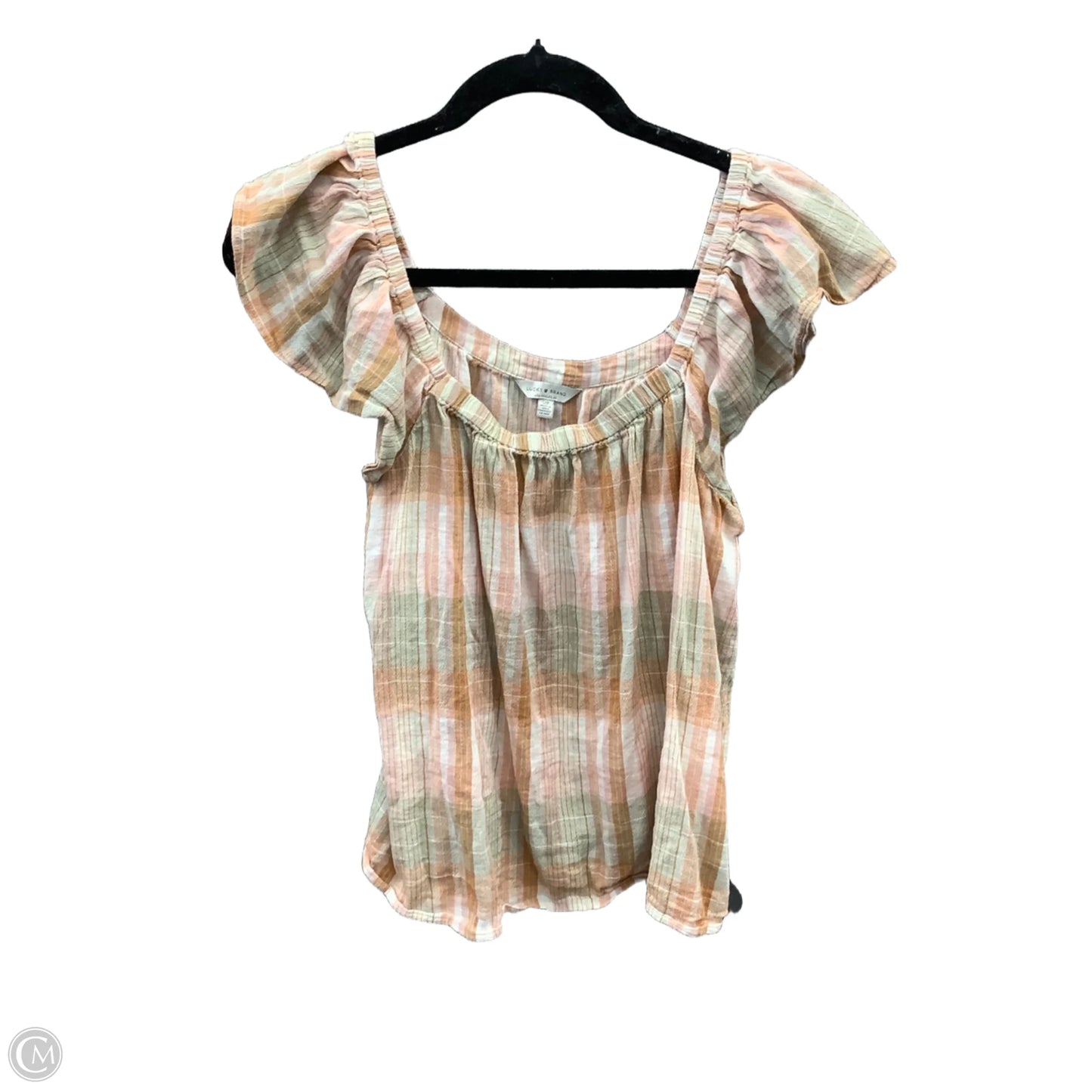 Top Short Sleeve By Lucky Brand In Plaid Pattern, Size: S