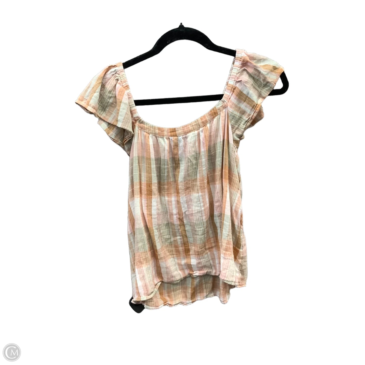 Top Short Sleeve By Lucky Brand In Plaid Pattern, Size: S