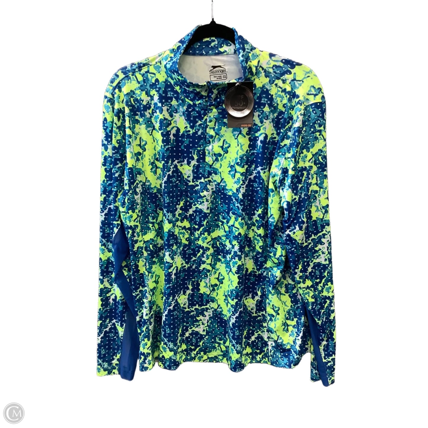 Athletic Top Long Sleeve Crewneck By Slazenger In Blue & Green, Size: Xxl