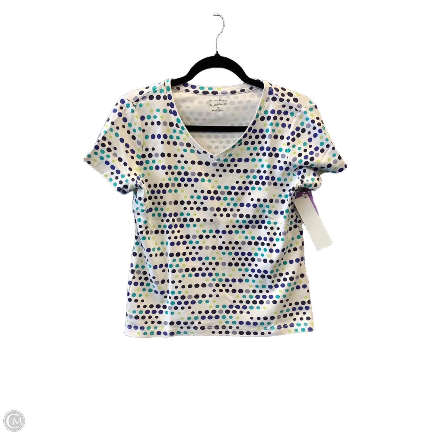 Top Short Sleeve By Studio Works In Polkadot Pattern, Size: Sp