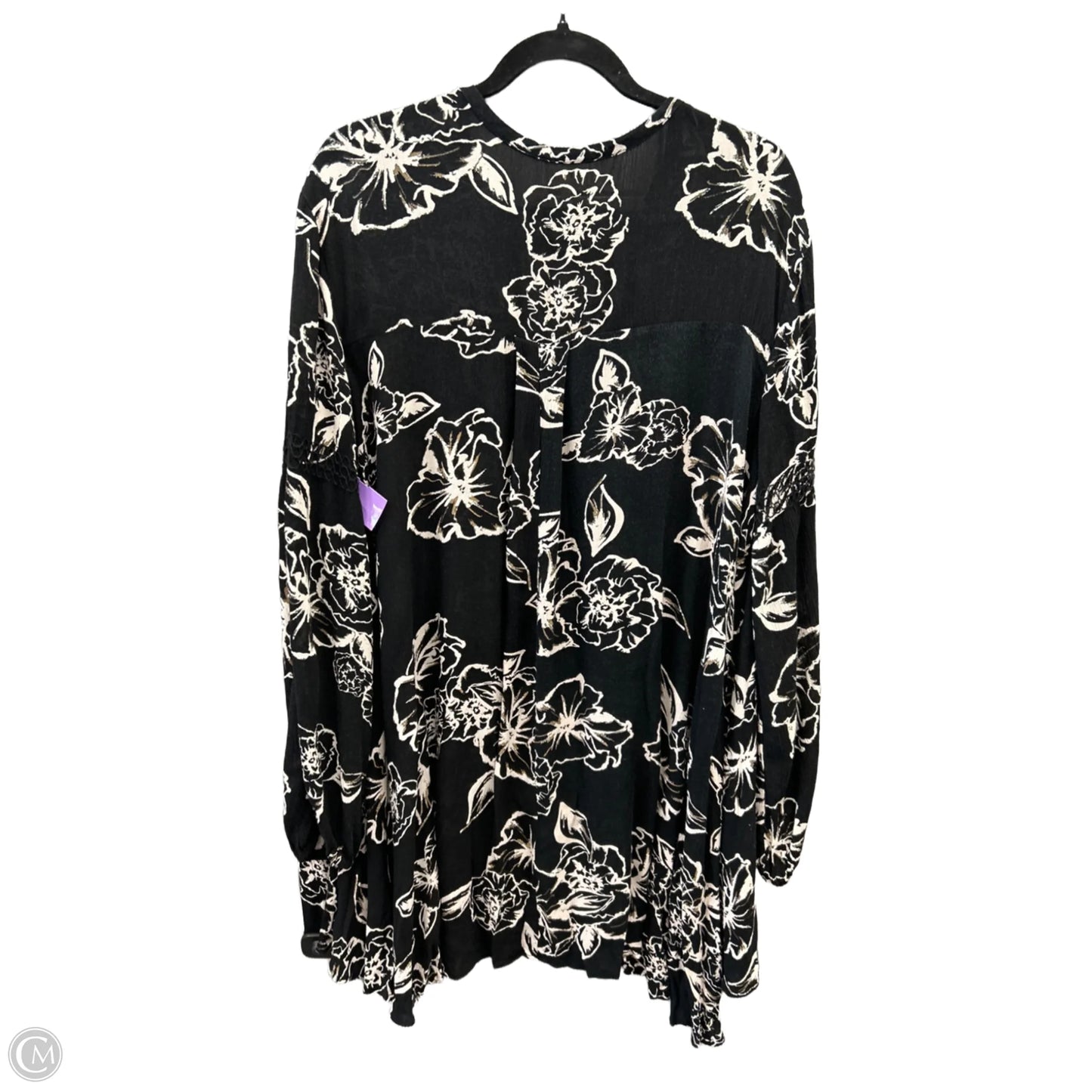 Tunic Long Sleeve By Free People In Black & Grey, Size: M