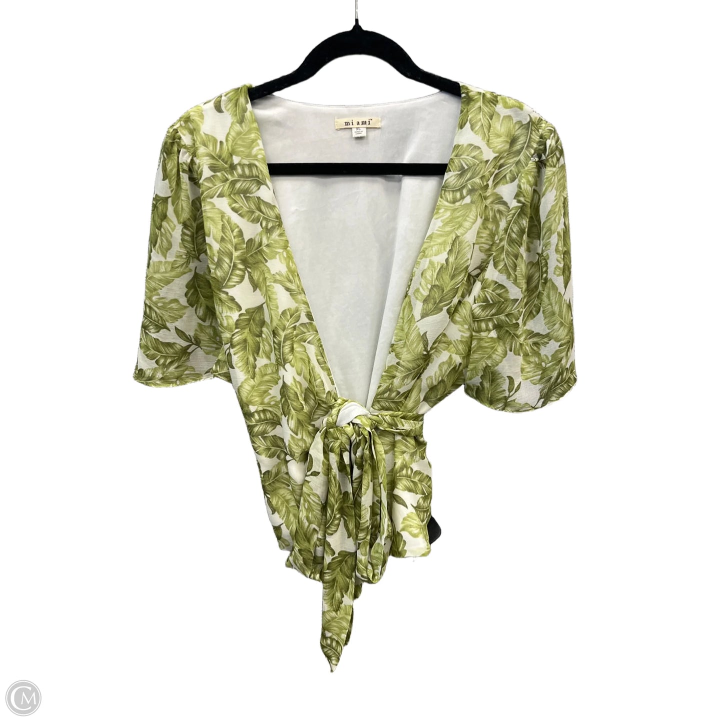 Top Short Sleeve By Miami In Green & White, Size: Xl