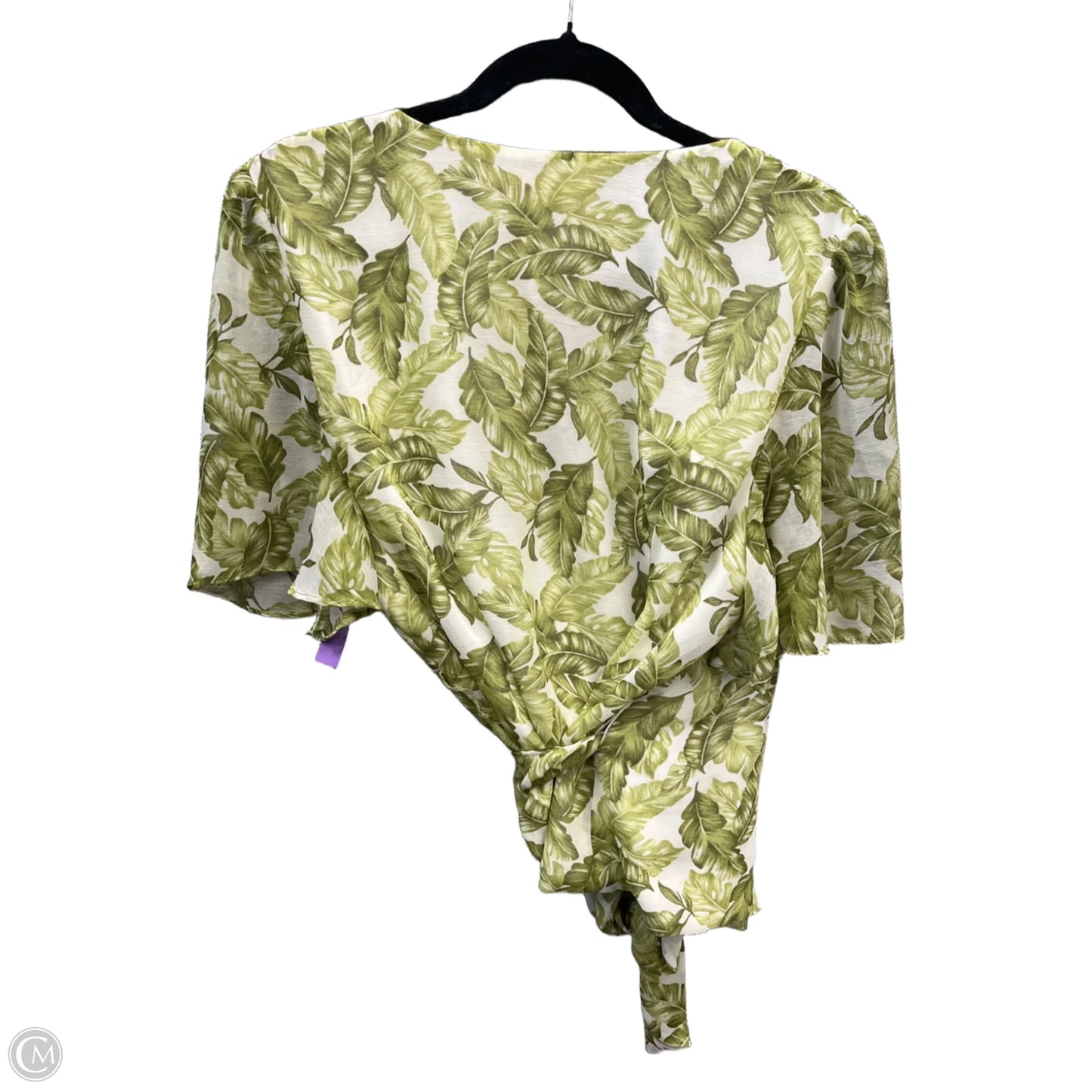 Top Short Sleeve By Miami In Green & White, Size: Xl